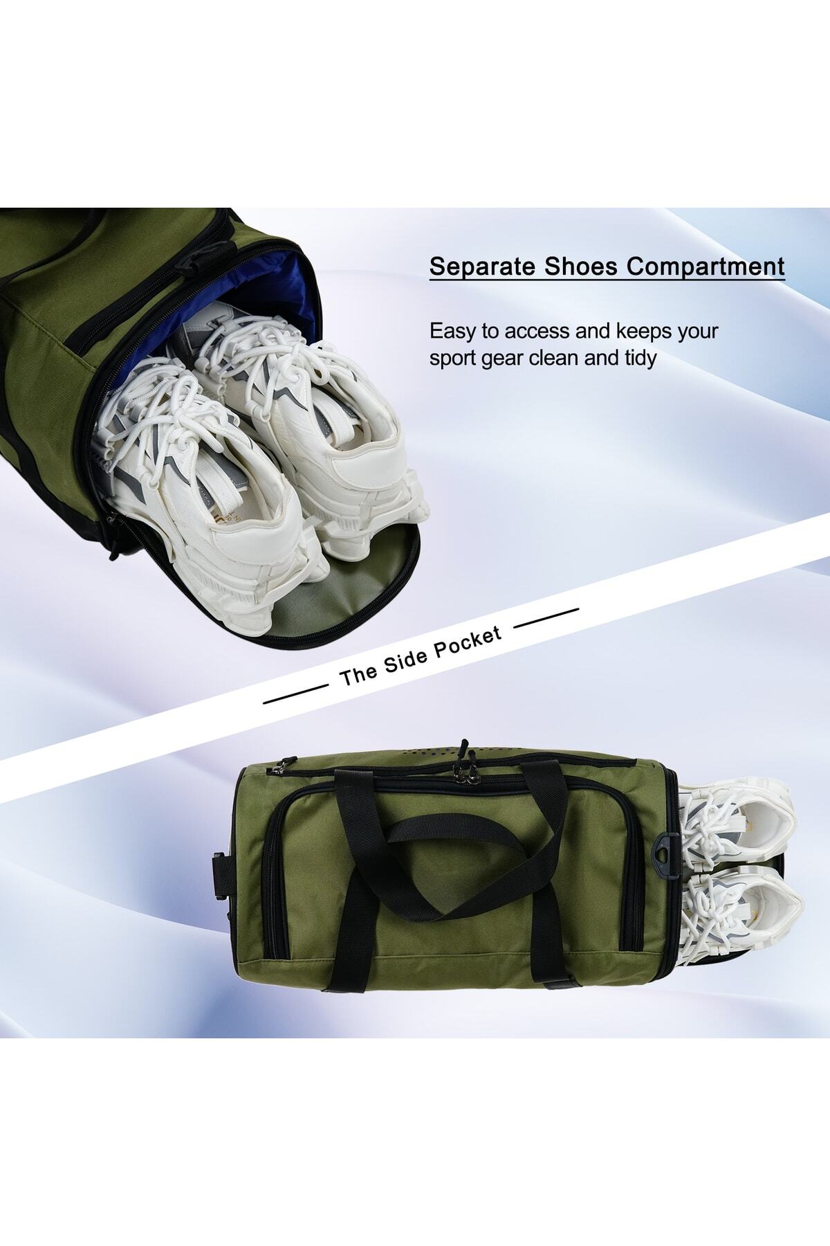 Solo Bag Haki Ayakkabı Gözlü Unisex Orta Boy Spor Fitness Ve Seyahat Çantası görsel 6