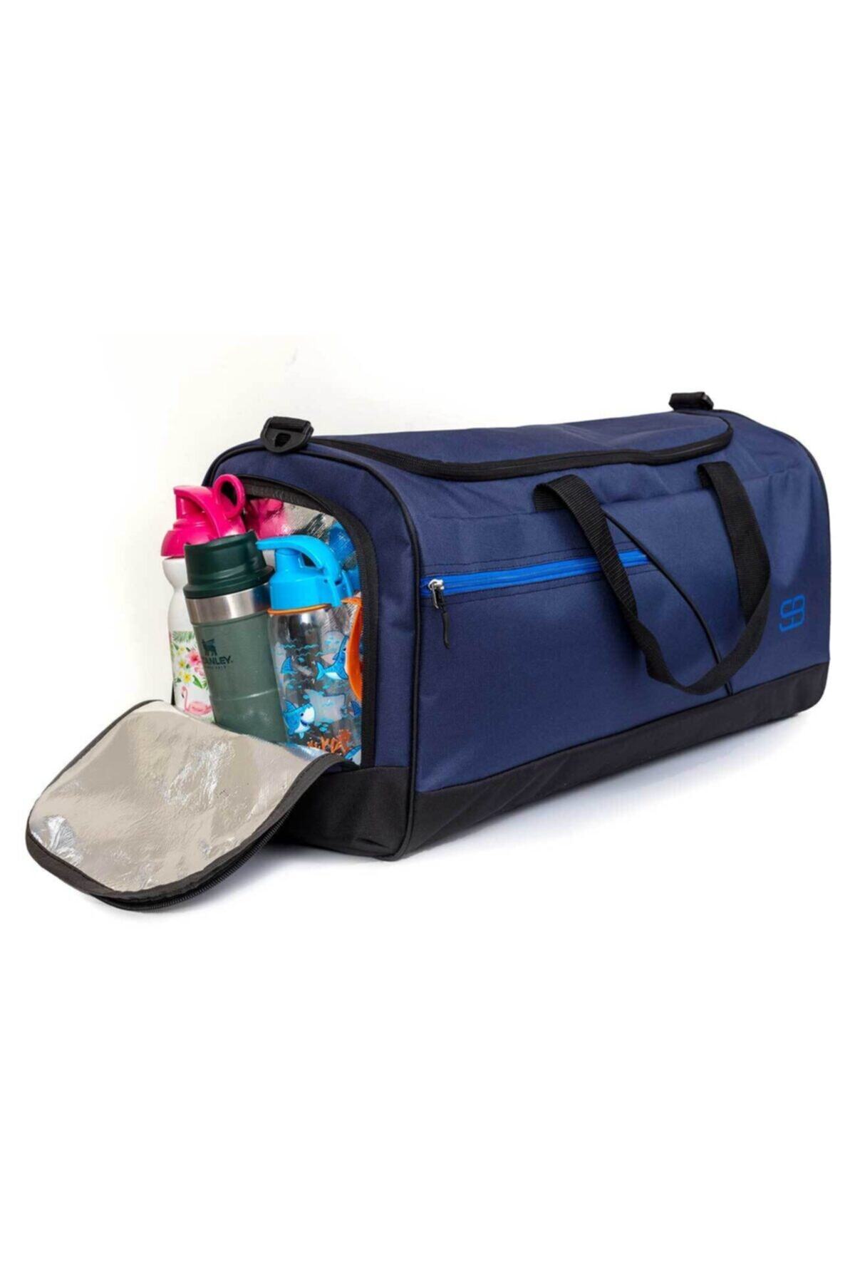 Solo Bag  Ayakkabı Gözlü Termoslu Büyük Boy Unisex Lacivert Spor Fitness Ve Seyahat Çantası - Görsel 6