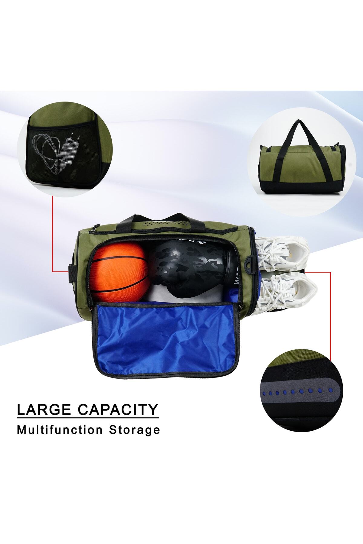 Solo Bag Haki Ayakkabı Gözlü Unisex Orta Boy Spor Fitness Ve Seyahat Çantası görsel 4