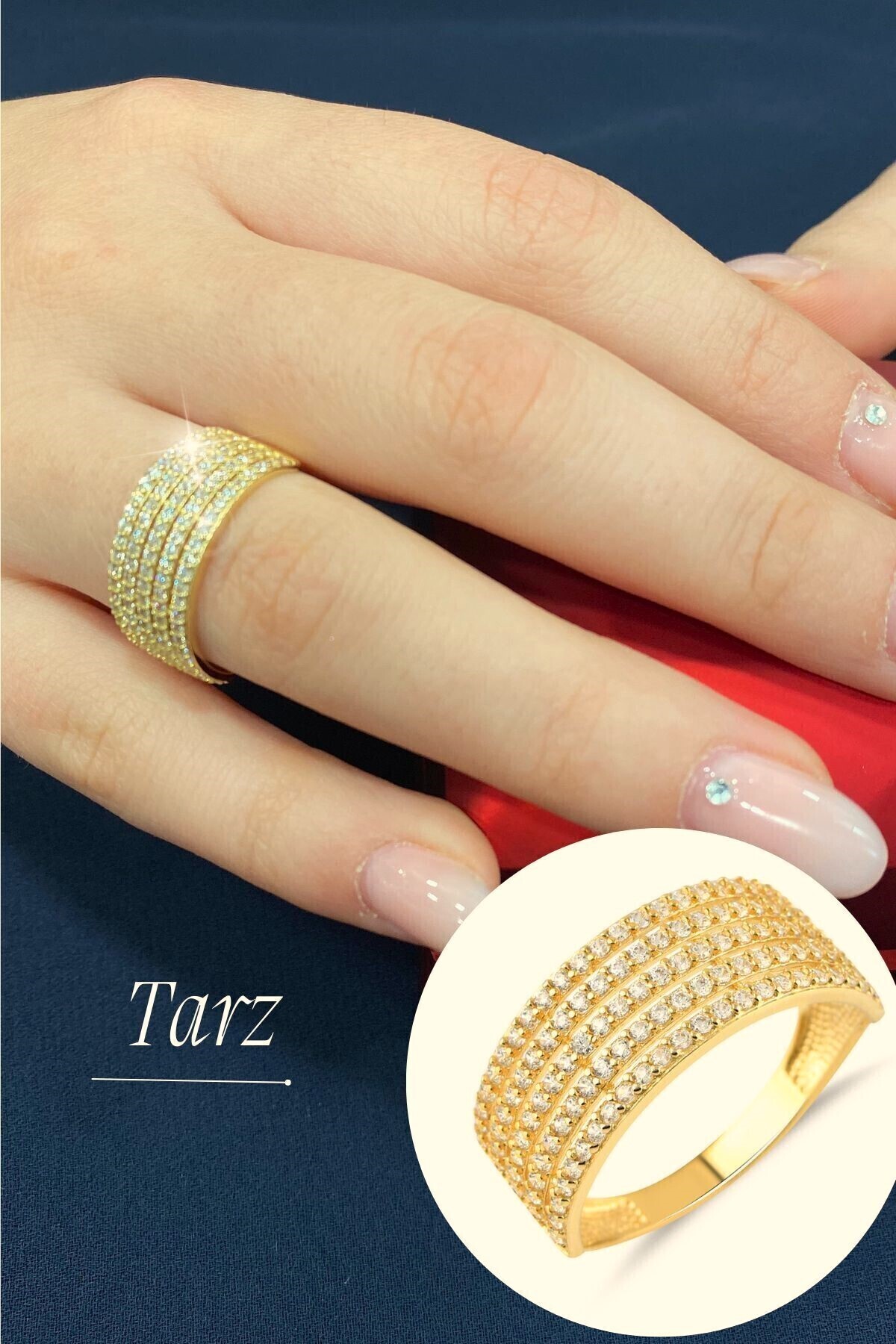 Hepimitu Taşlı Altın Yüzük 14 Ayar