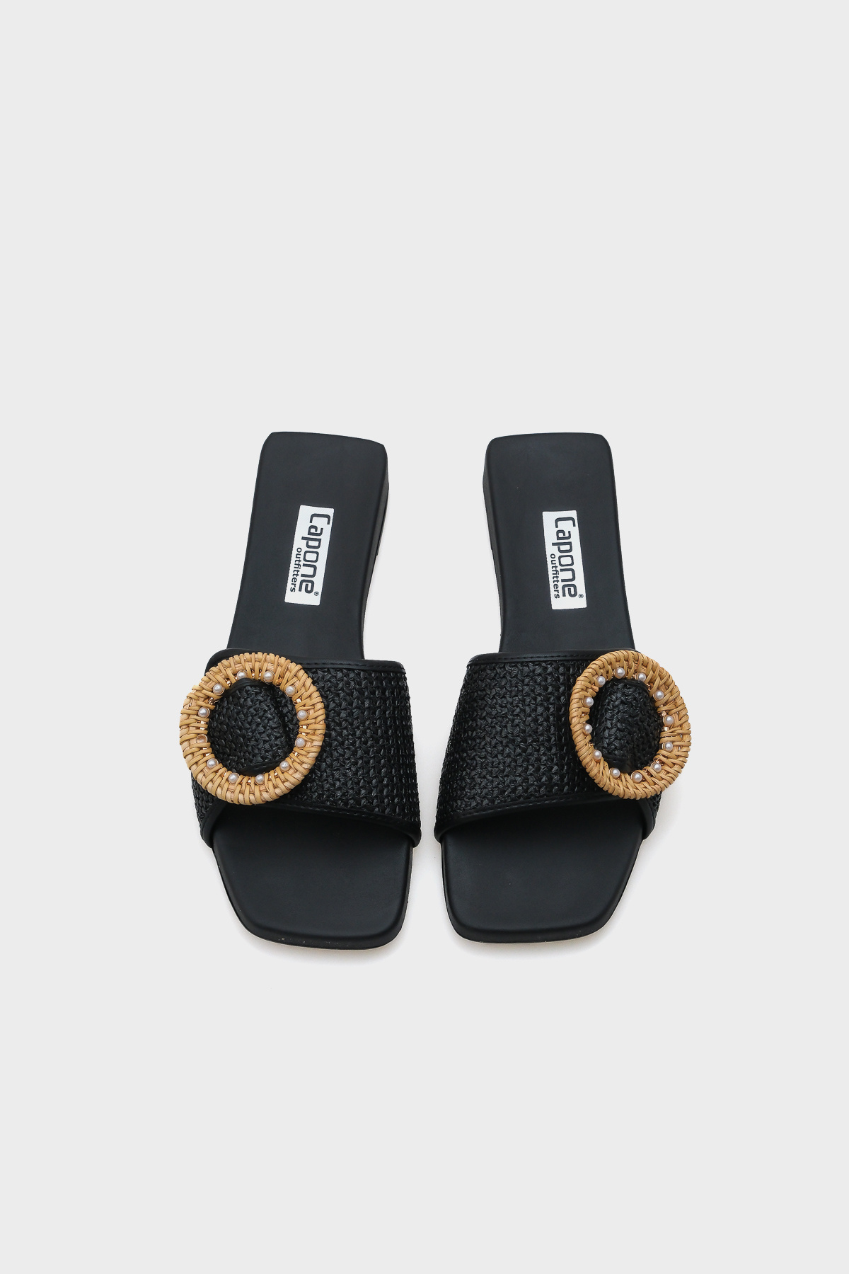 Capone Outfitters-Γυναικείες παντόφλες Manya Blunt Toe Straw με κοντό τακούνι Comfort 5