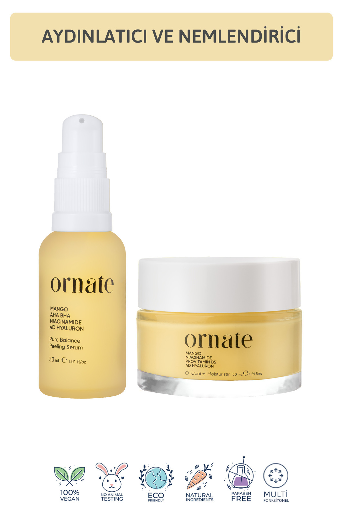 Yağlı ve Karma Ciltler Için Arındırıcı Nemlendirici Aha Bha Ve Niacinamide Etkili Bakım Seti