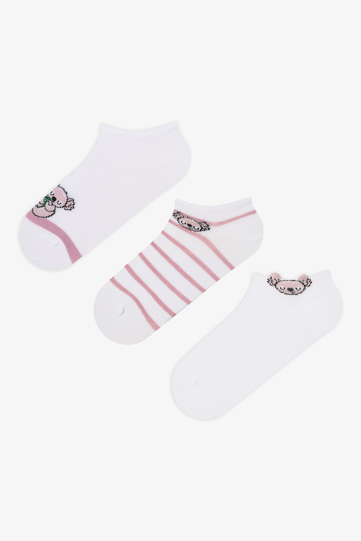 Penti-3 Paar nahtlose Booties-Socken aus Baumwolle mit 3D-Koala-Muster 1