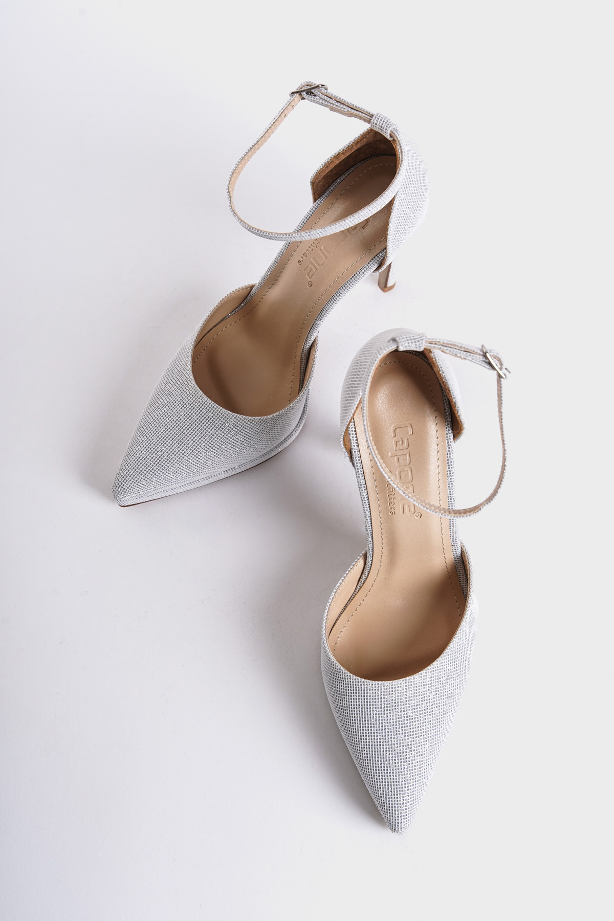 Capone Outfitters-Rita spitze Zehen-Knöchelriemen-High-Heel-Glitzer-Plateau-Damenschuhe 3