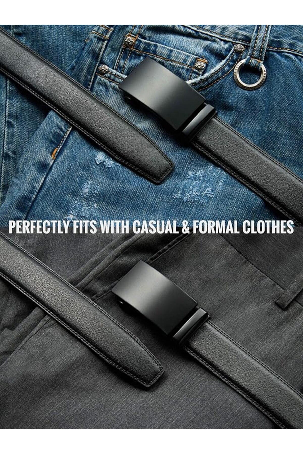 Bosskan  Otomatik Siyah Tokalı Deliksiz Klasik Erkek Kemeri - Görsel 2