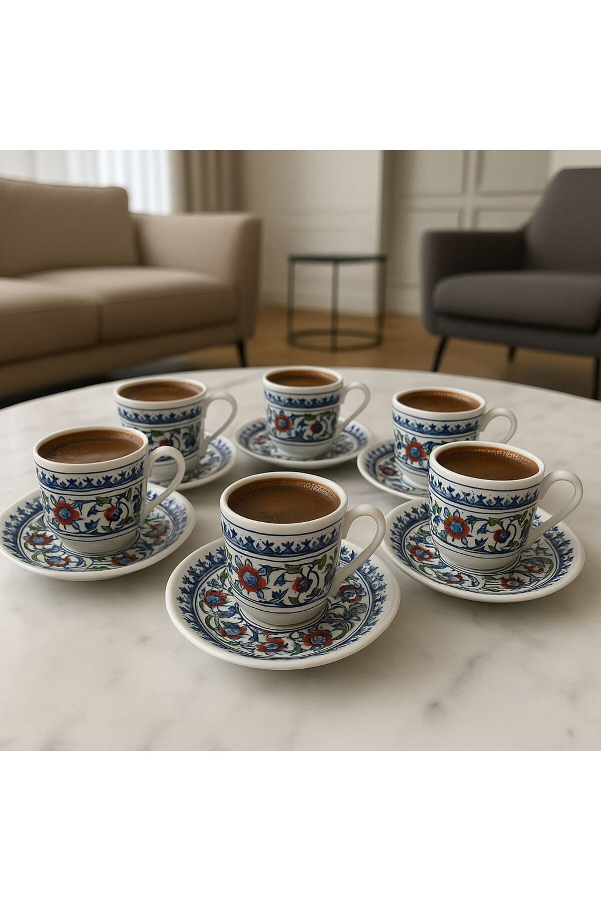 Noah Exclusive Topkapi Porcelain 6 Piece Coffee Cup Set-Coffee Cup Set