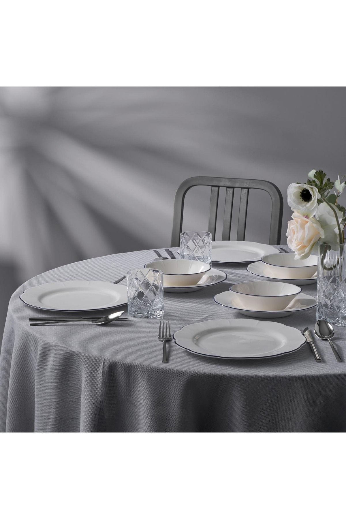 Jumbo-Dark Blue Line 18 Piece Dining Set for 6 People 3