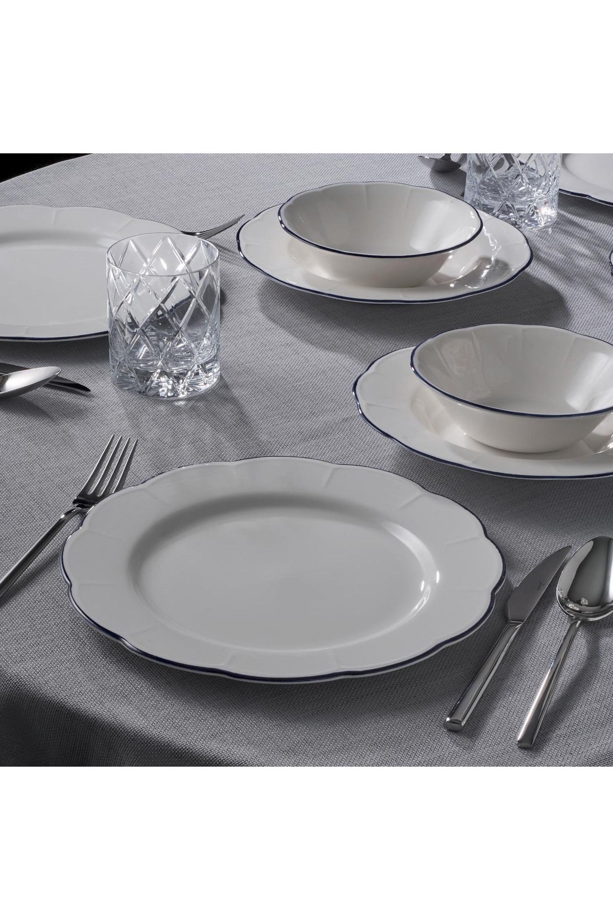 Jumbo-Dark Blue Line 18 Piece Dining Set for 6 People 2