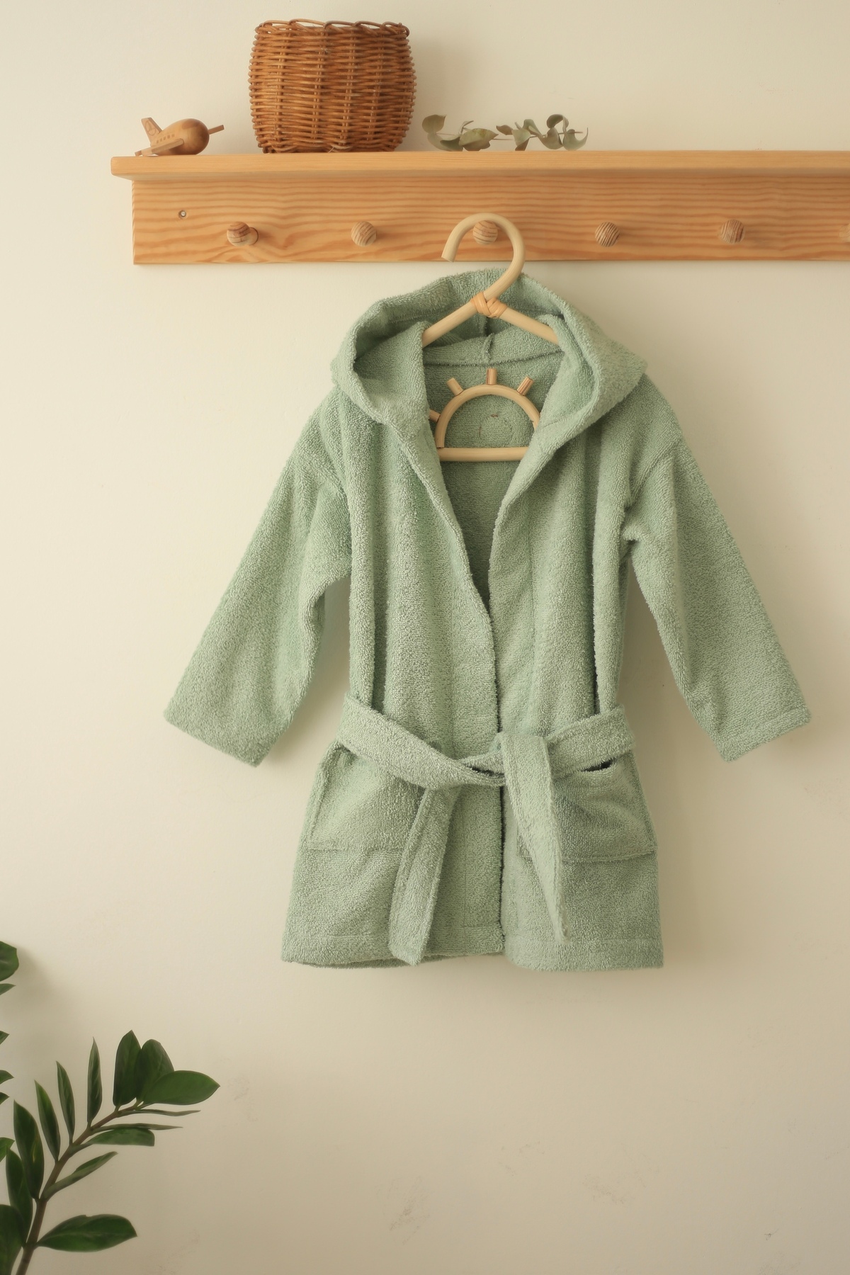 ilays beauty Buldan Dokuması Bebek/çocuk Bornozu Mint Yeşili Rengi fotoğrafı 2 (önizleme)