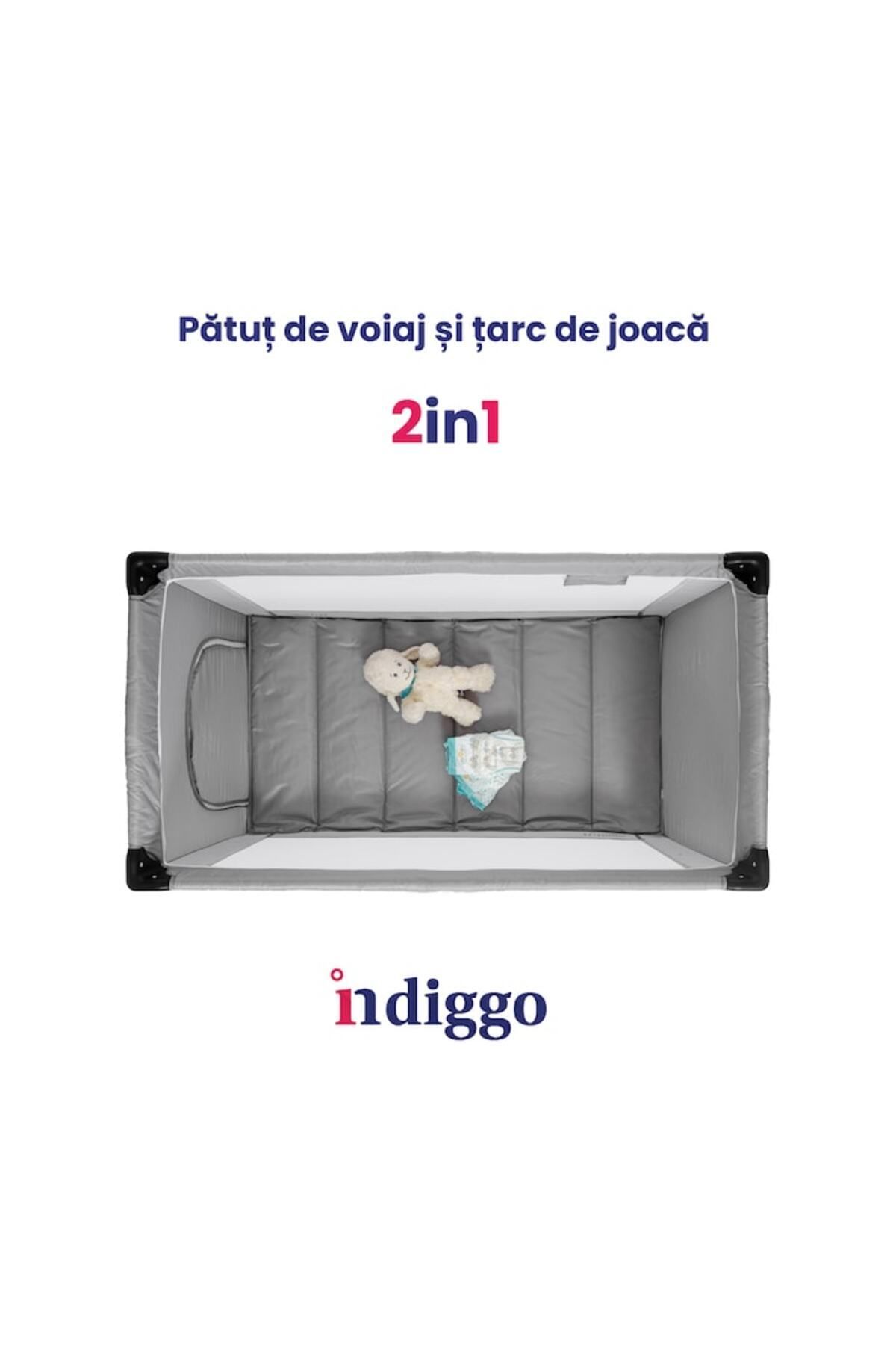 indiggo-KiddoTrip NEXT 3-in-1 folding crib and playpen with removable mattress, extra floor and wheels 2