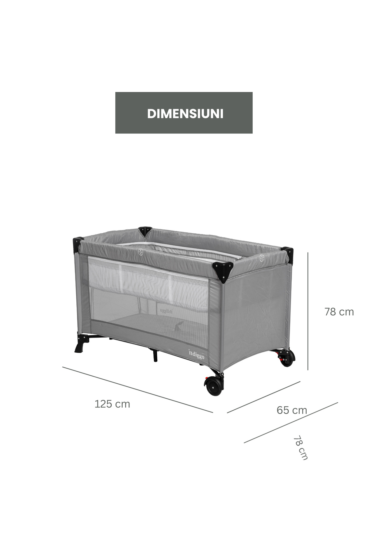 indiggo-KiddoTrip NEXT 3-in-1 folding crib and playpen with removable mattress, extra floor and wheels 7