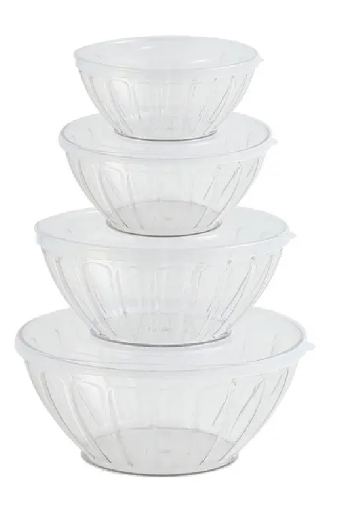ELEGANT HOME-Set of 4 clear bowls with lids for mixing, fermenting dough, and storing food 1/1.5/2.5/3.5 liters 1