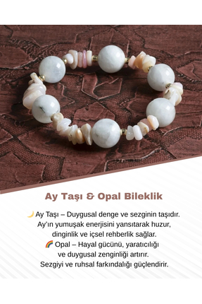 Saff Doğal Taş Sertifikalı Doğal Taş Ay Taşı & Opal Bileklik – Saff Doğal Taş