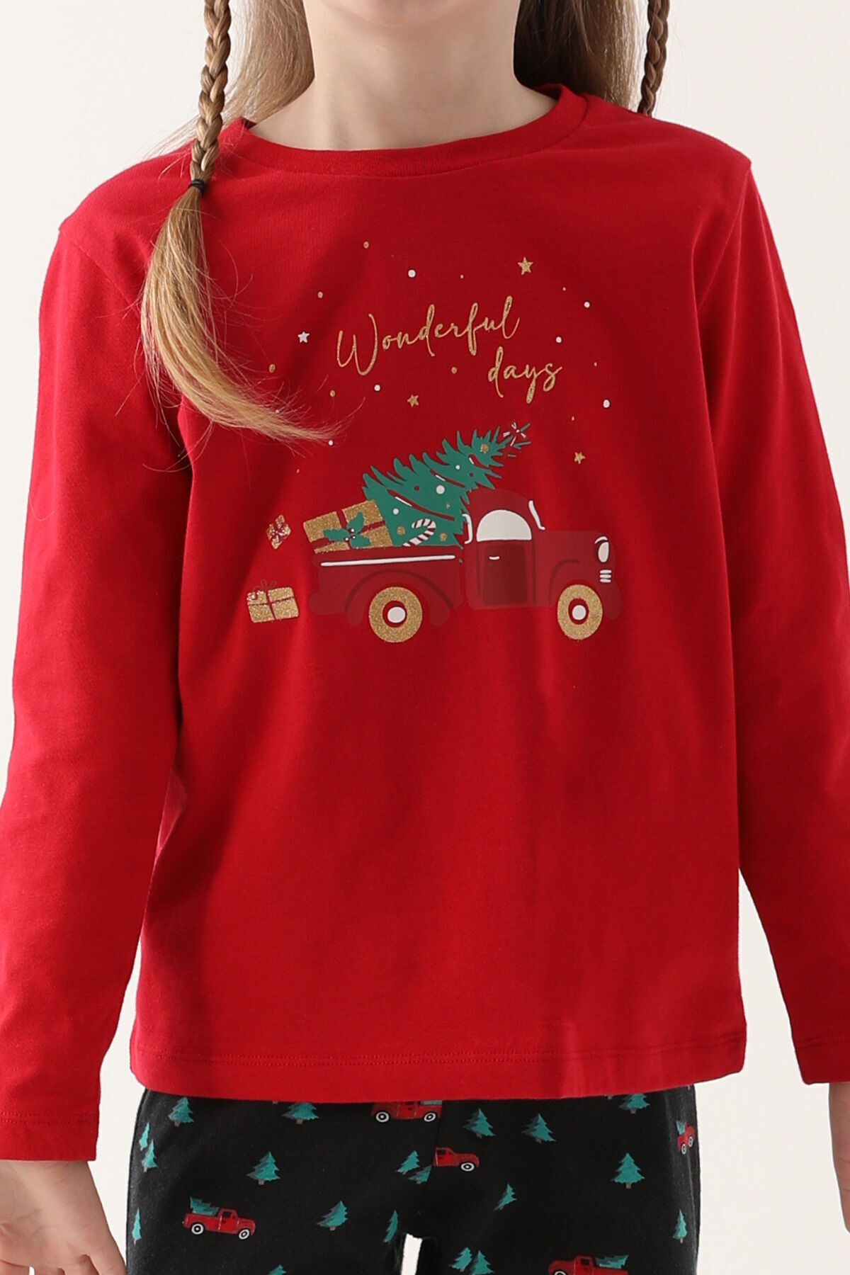 Arnetta-Girl's Red Long Sleeve Pajama Set 4