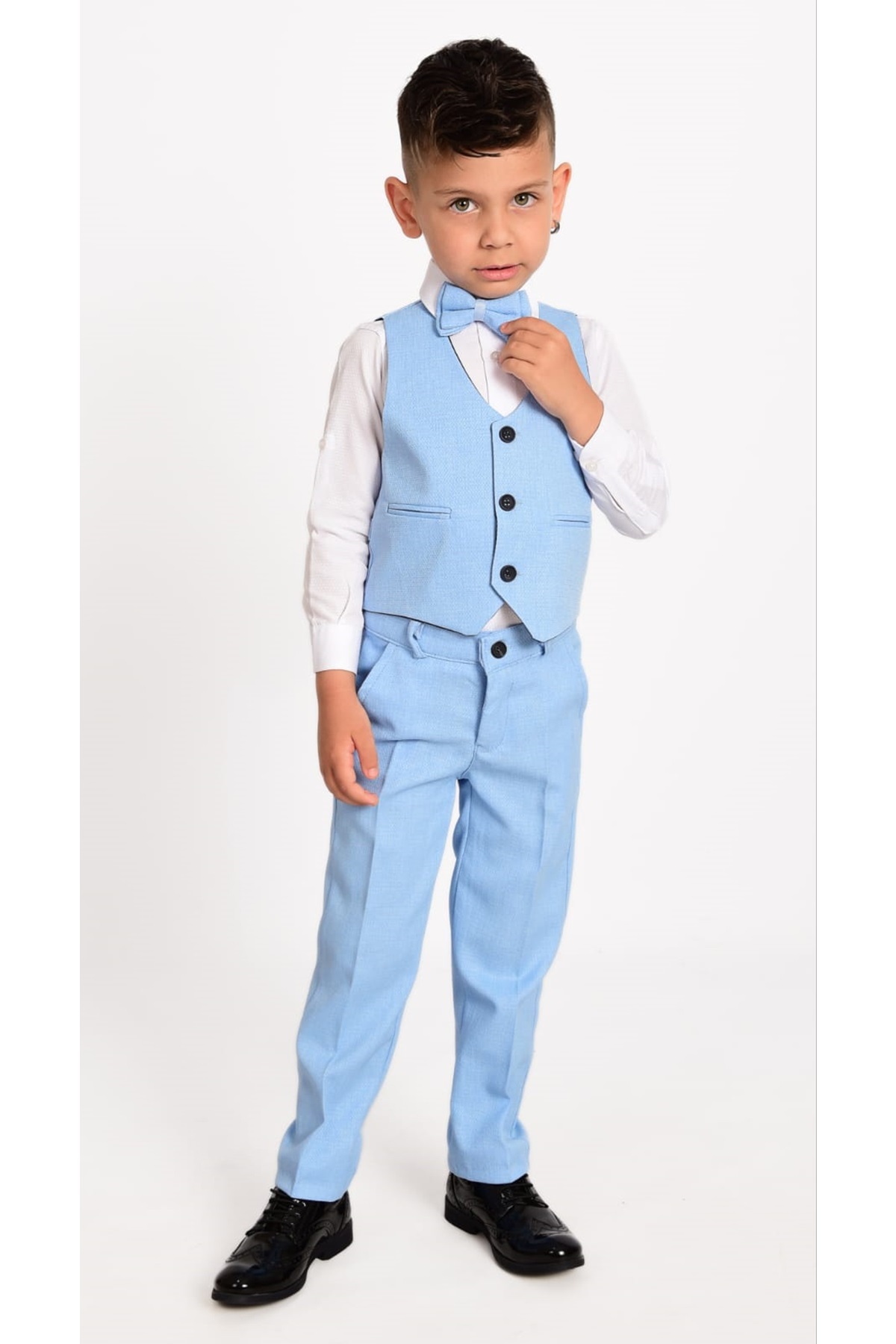 Mnk Yelekli Erkek Çocuk Takım Elbise MNK0272 BEBE MAVİ fotoğrafı 5 (önizleme)