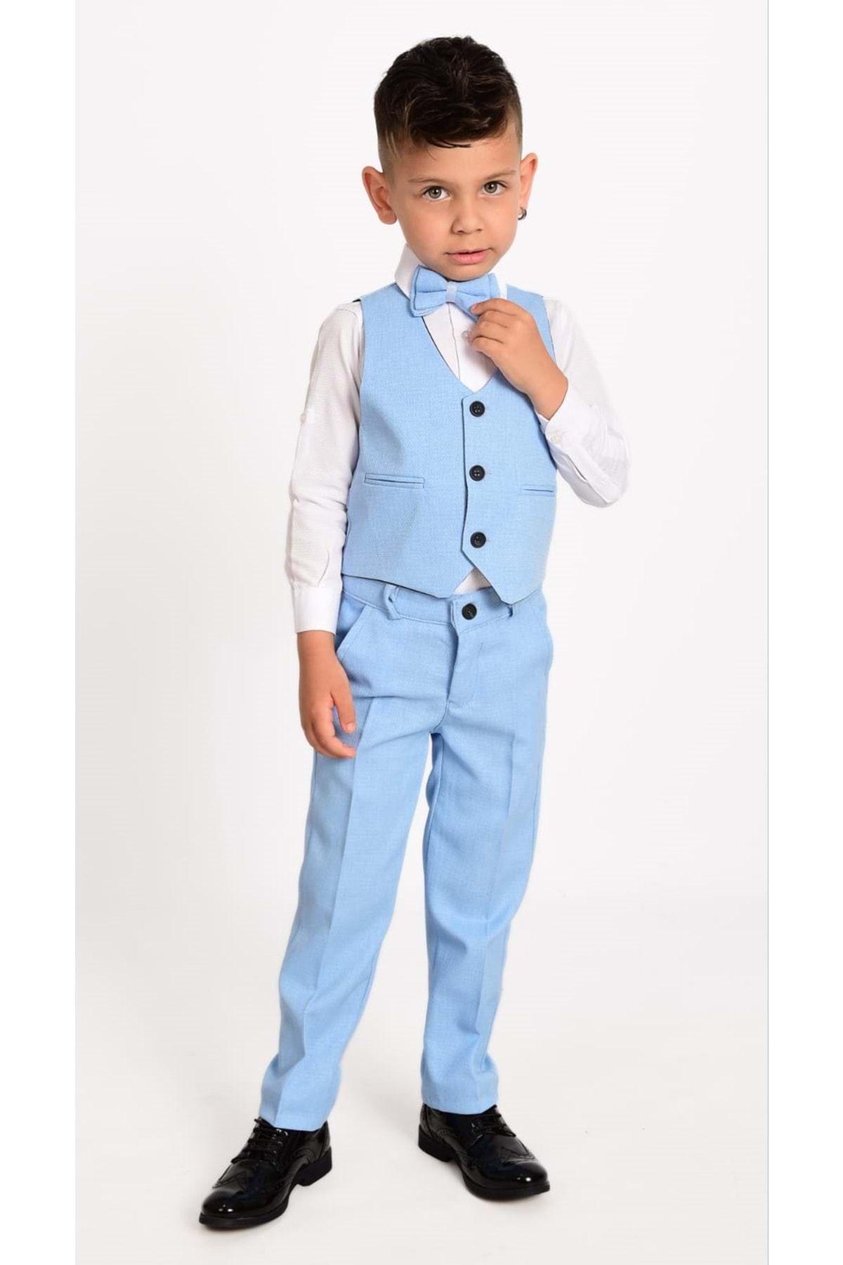 Mnk-Αγορικό Κοστούμι με Γιλέκο Mnk0272 Baby Blue 5