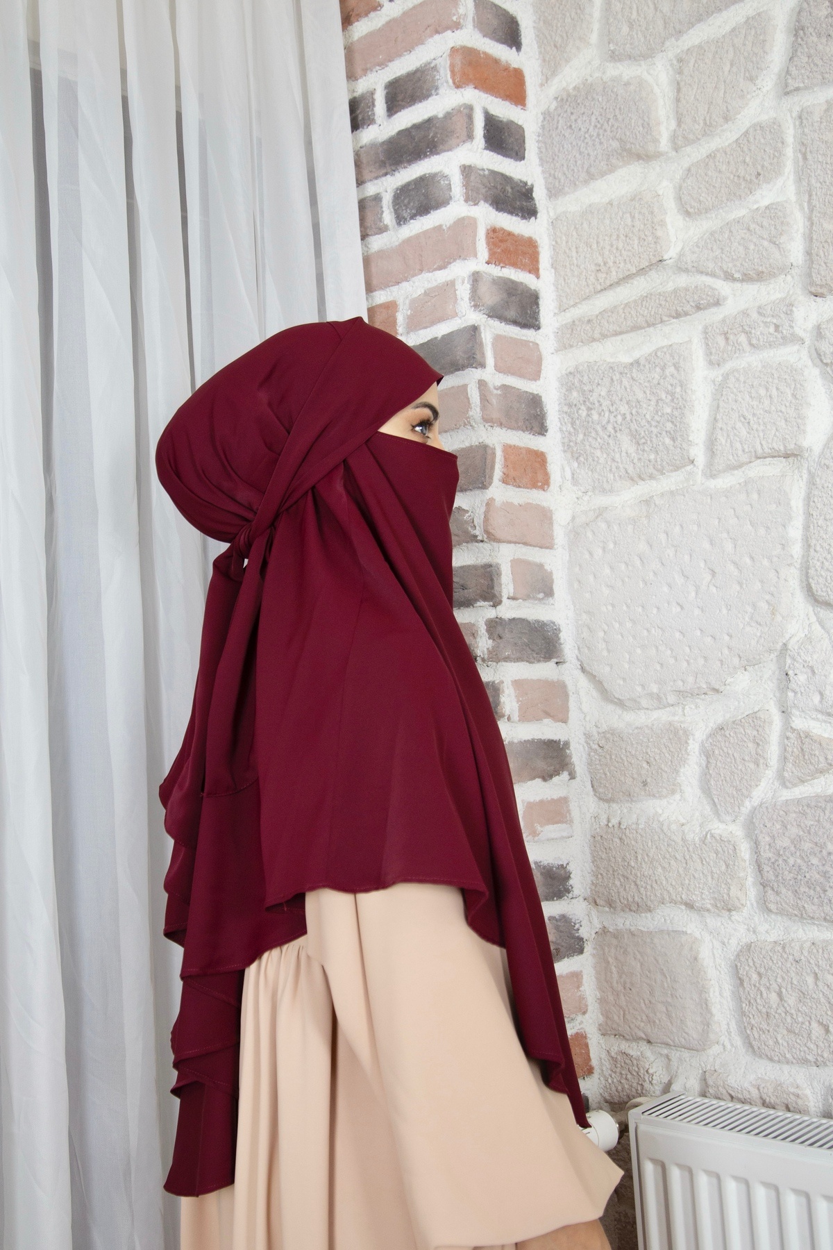 Mihrisina collection-حجاب سوفليه ذو طابق واحد، حجاب عملي، لون أسود 3