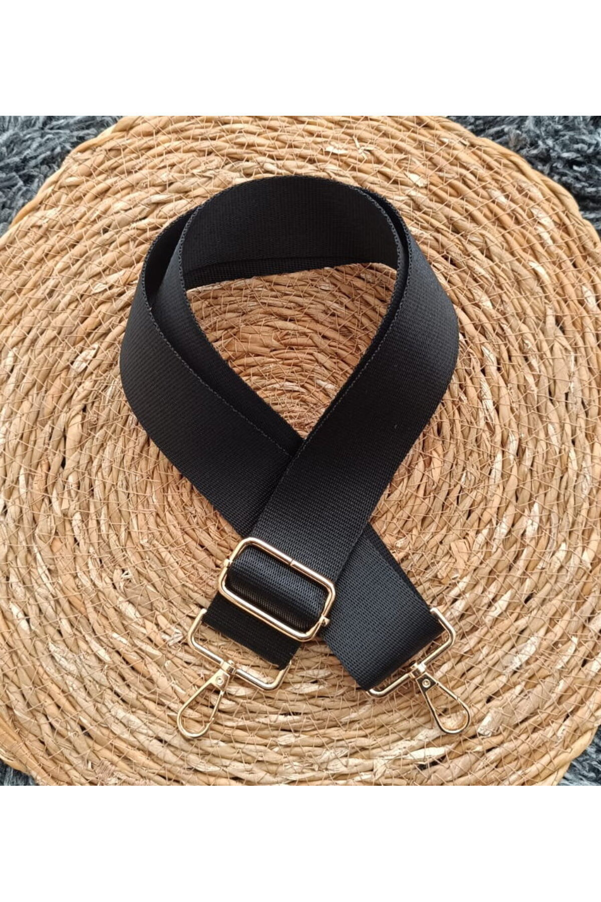 NGA's Siyah Yüksek Kaliteli Ayarlanabilir Çanta Askısı, Çapraz Çanta Askısı Gold Toka Detaylı Omuz Askısı