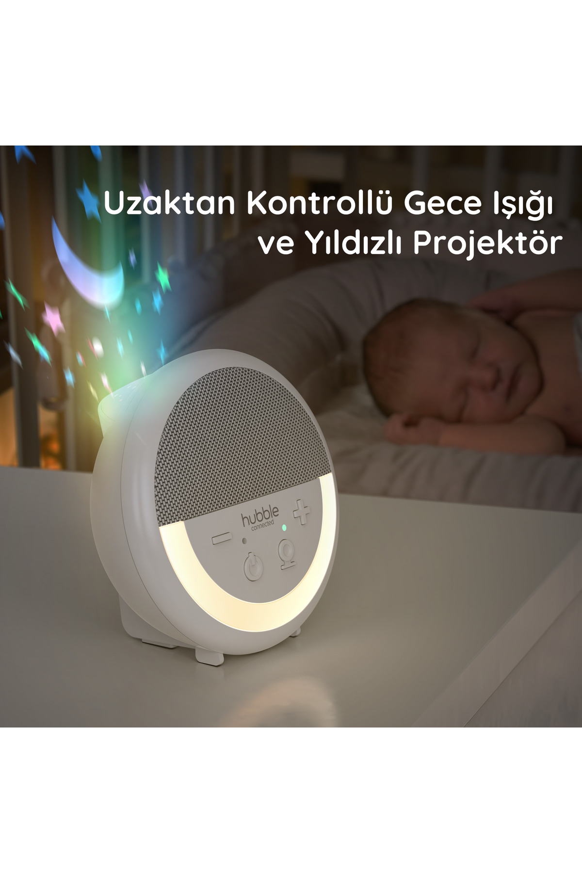 Hubble Sense Glow Pro 300m Menzilli Akıllı Bebek Telsizi - Yıldızlı Projektörlü ve Nem/Isı Sensörlü fotoğrafı 2 (önizleme)