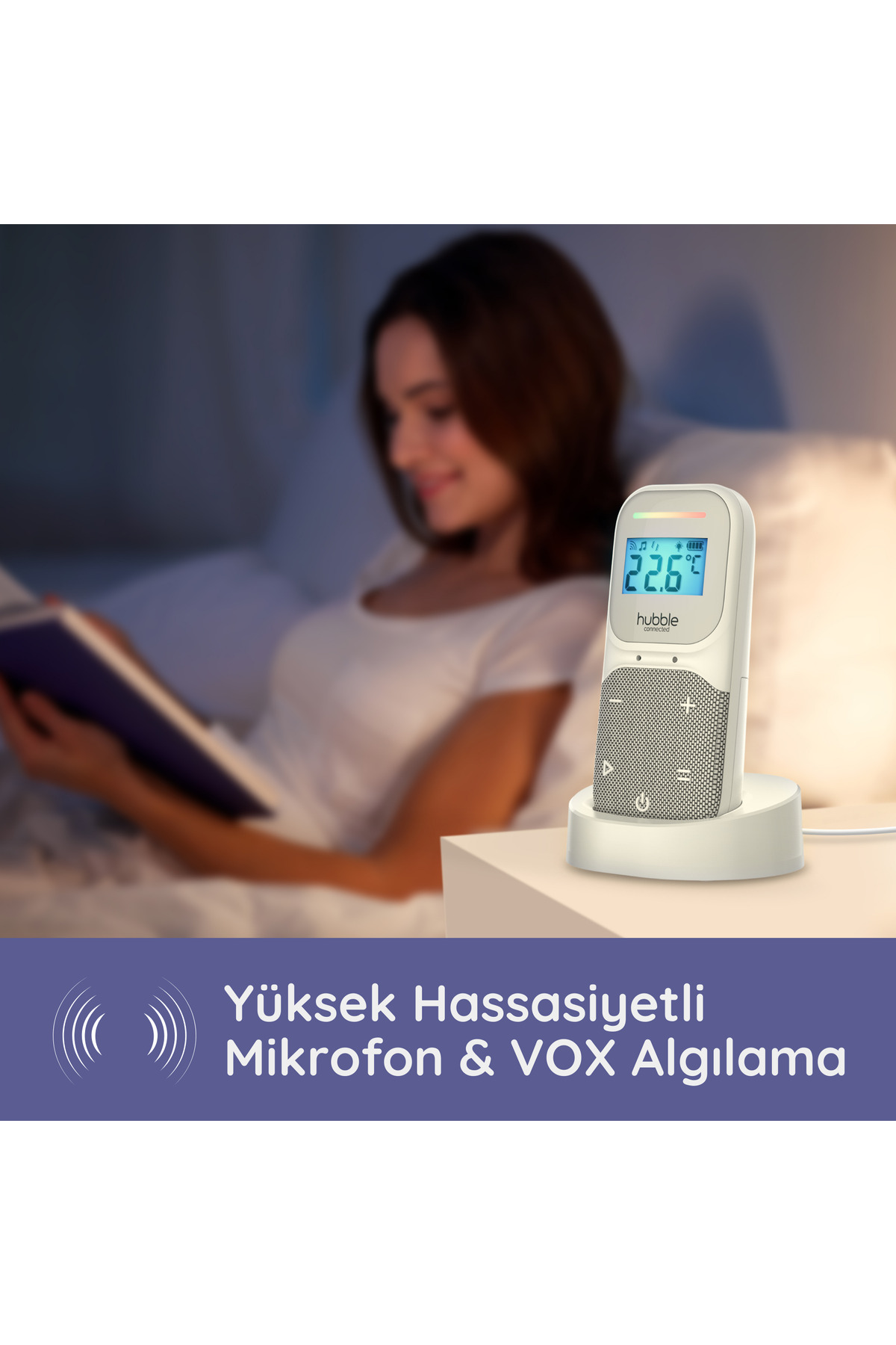 Hubble Sense Glow Pro 300m Menzilli Akıllı Bebek Telsizi - Yıldızlı Projektörlü ve Nem/Isı Sensörlü fotoğrafı 3 (önizleme)
