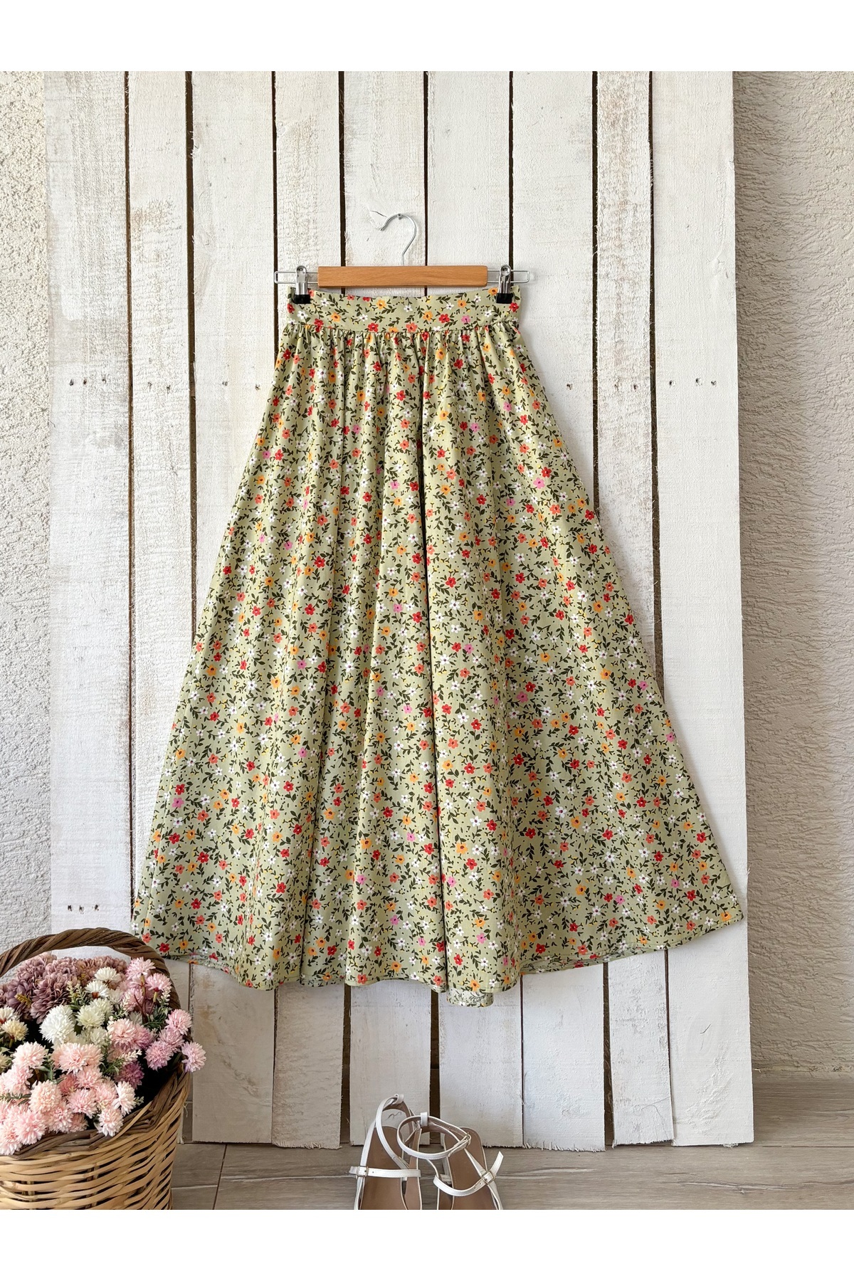 KÜÇÜĞÜM BUTİK Yeşil Çiçekli Poplin Anne Etek Ve Kız Çocuk Elbise Kombini (TEKLİ SATILMAKTADIR) fotoğrafı 4 (önizleme)