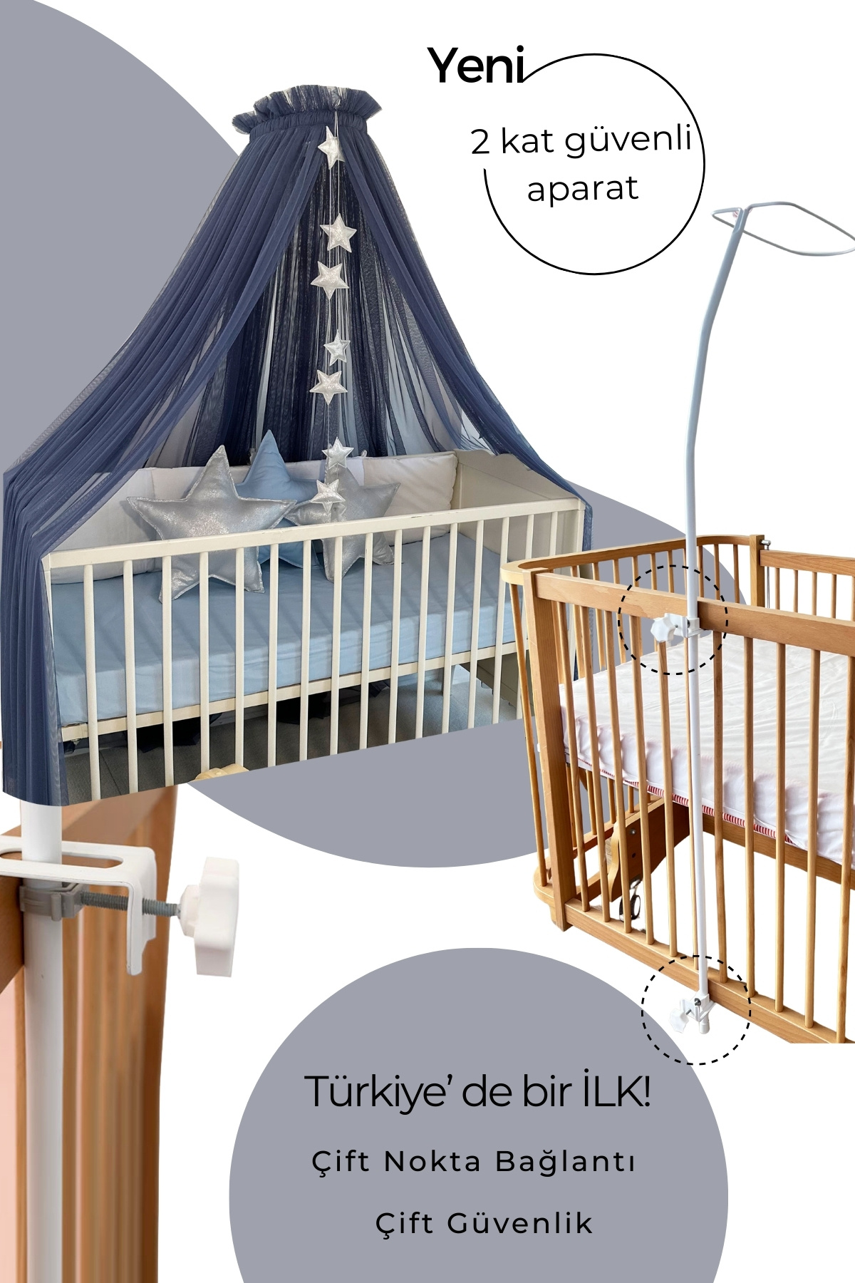 PAMUKA Bebek Beşik Cibinliği Glaucous Blue