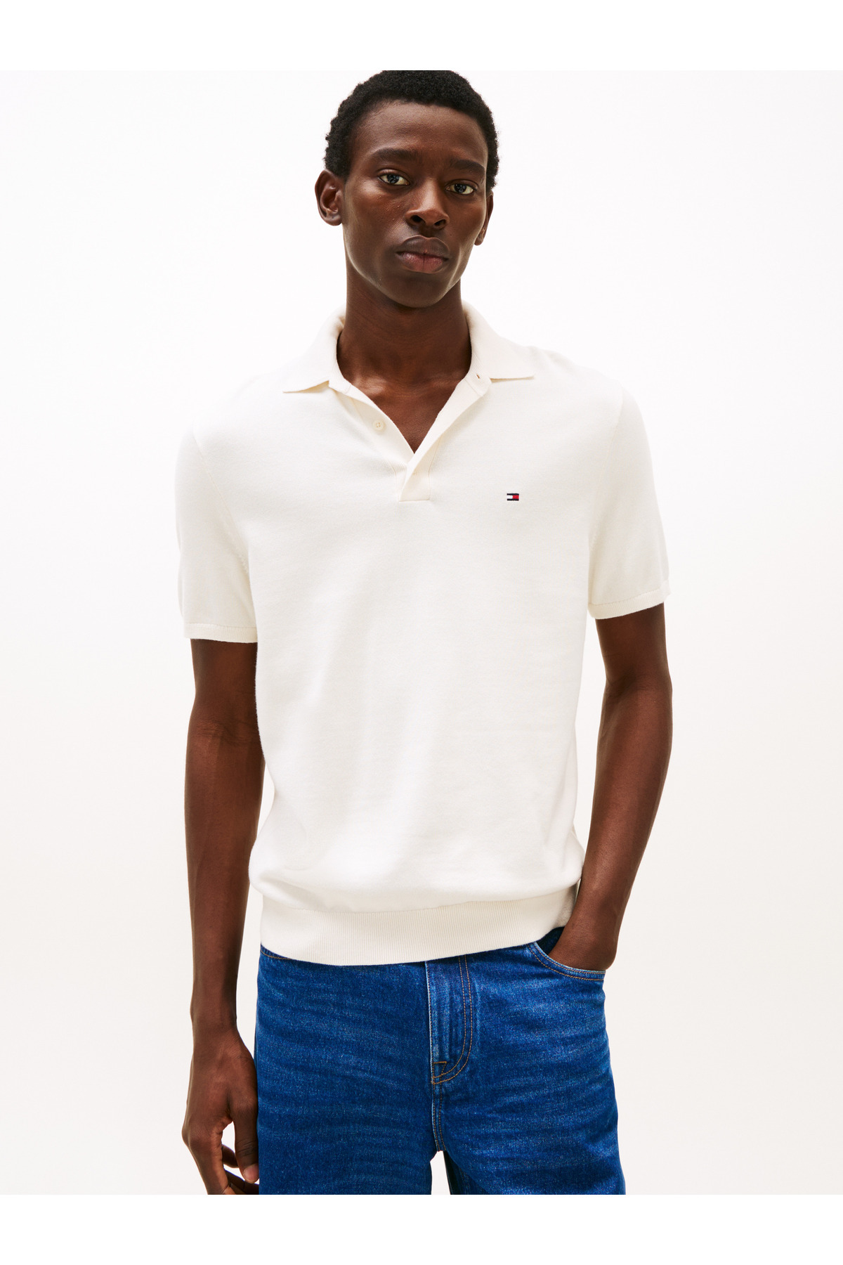 تامی هیلفیگر تی‌شرت یقه پولو بافتنی اسنشیال نخی