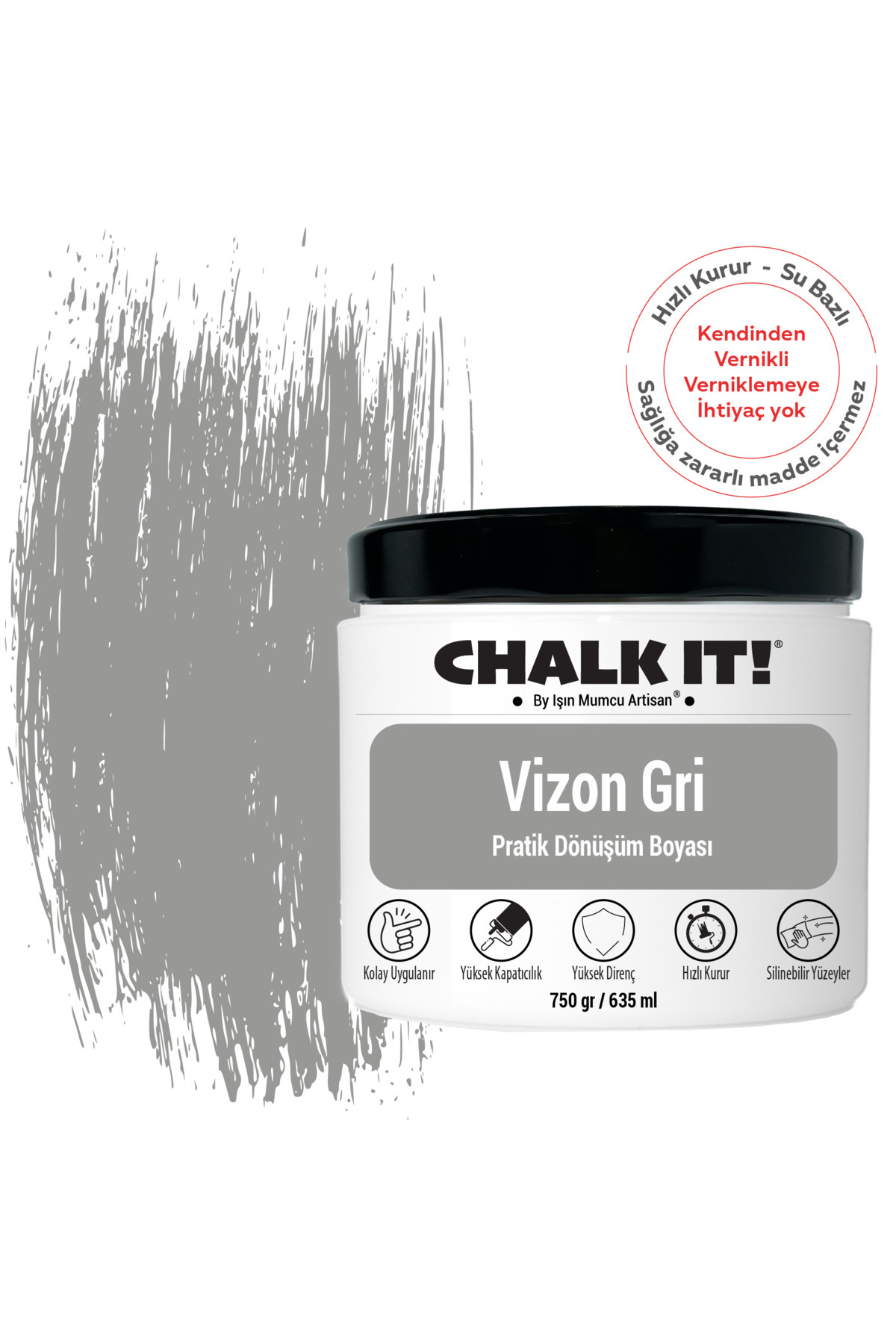 Işın Mumcu Artisan Chalk It Kendinden Vernikli Boya | Vizon Gri