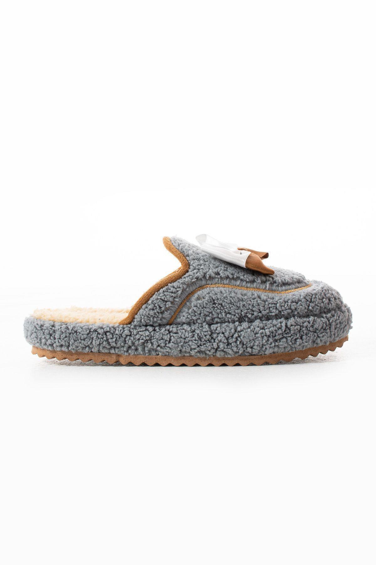 Moda Devrin-Gray Bow Tie Winter Women's Slippers 6