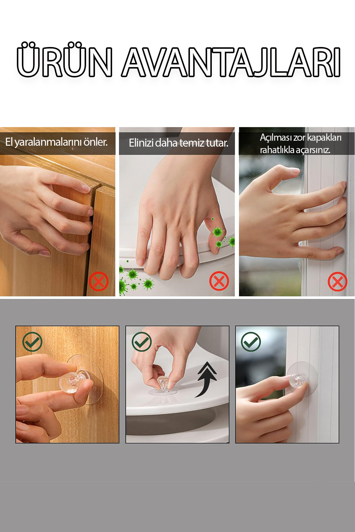 Ganjem-Furniture Drawer Handle 4 Pieces Crystal Look Door Window Handle Non-Marking Adhesive Handle 5