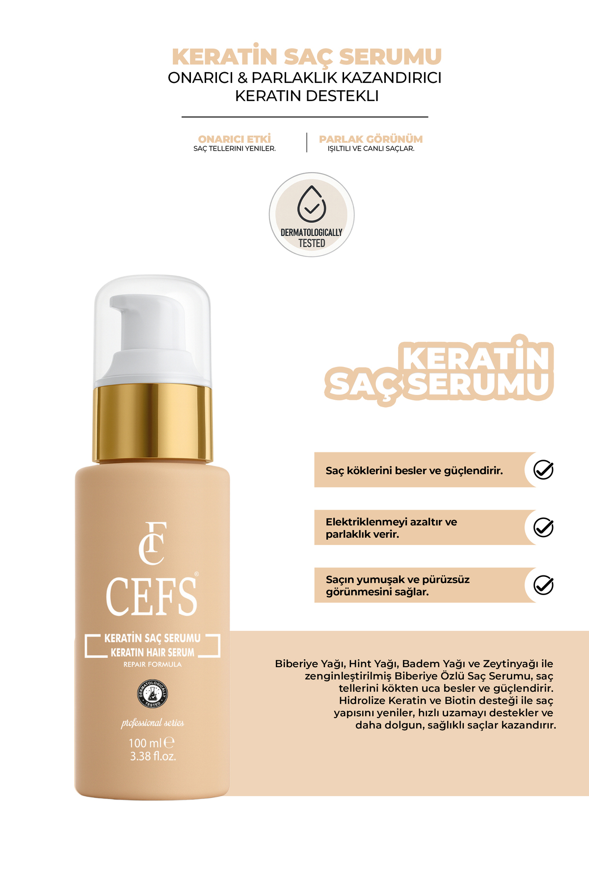 Keratin Saç Serumu 100 Ml, Hızlı Saç Uzatma, , Saç Güçlendirci Serum — A12 — تصویر 2 از 5
