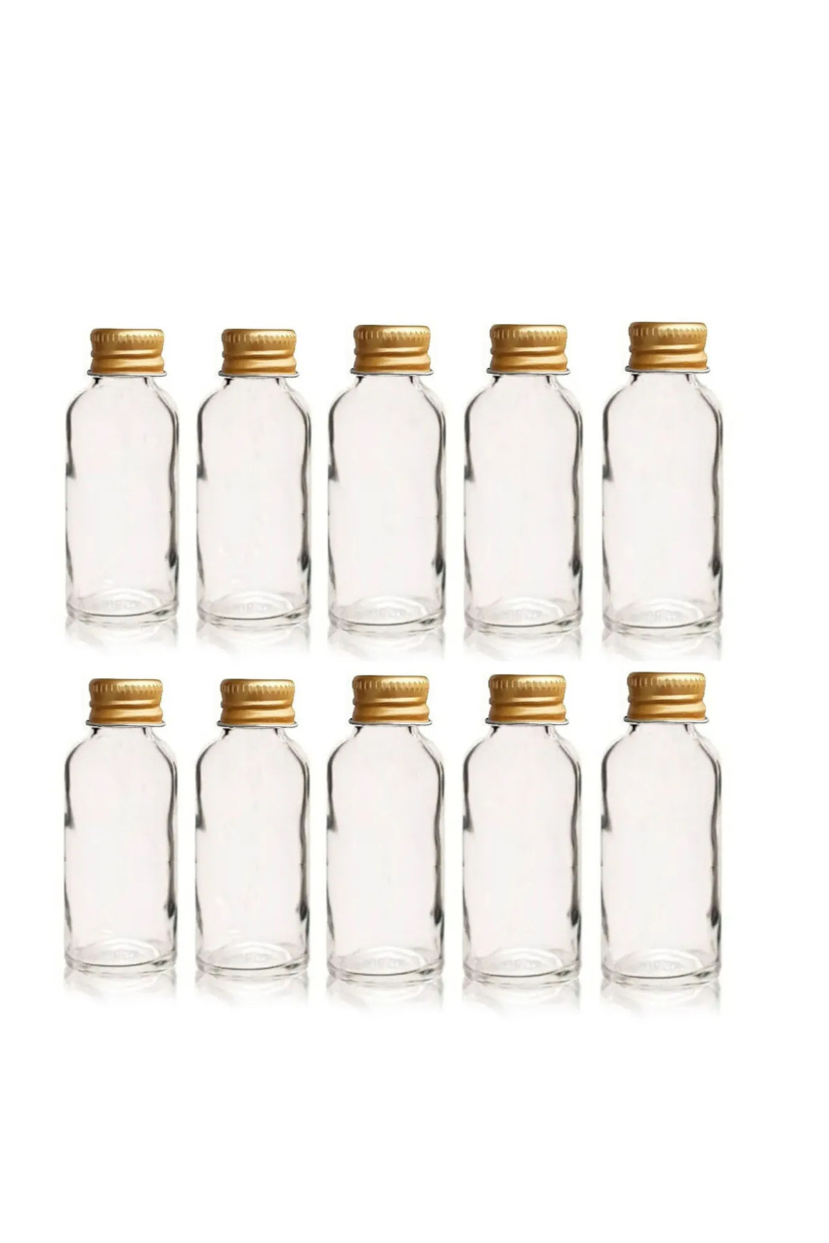 HediyeSepetim 12 Adet Boş Şişe,kolonya Şişesi,cam 30ml Şişe Tıpalı Gold Kapaklı Şişe