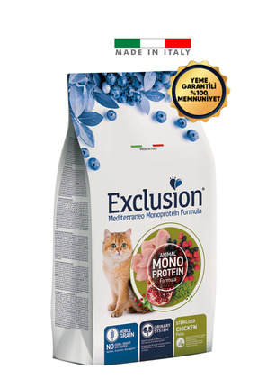 Exclusion Monoprotein Tavuklu Ve Narlı Düşük Tahıllı Kısırlaştırılmış Kedi Ma...