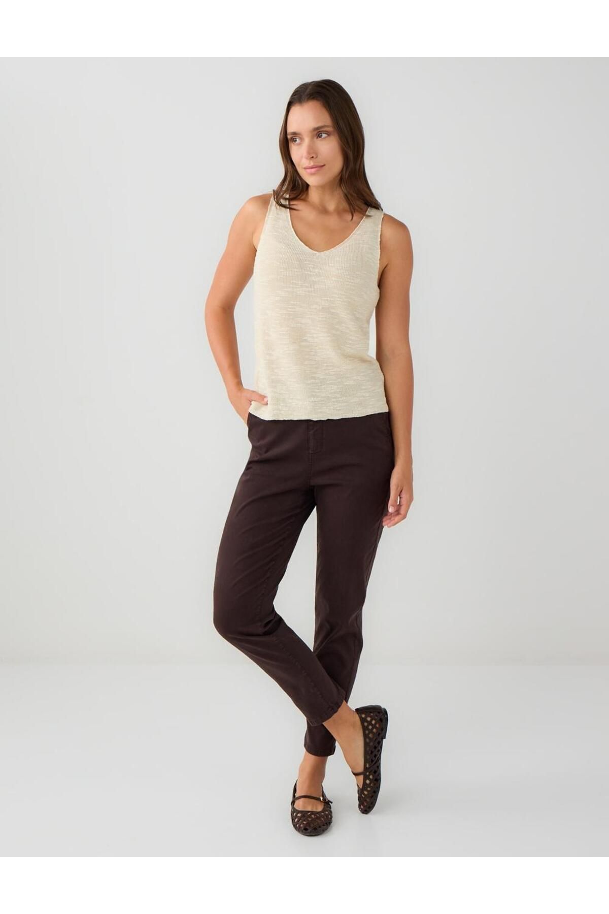 Jimmy Key-Bitter Brown Regular Waist Regular Leg Gabardine Trousers 2