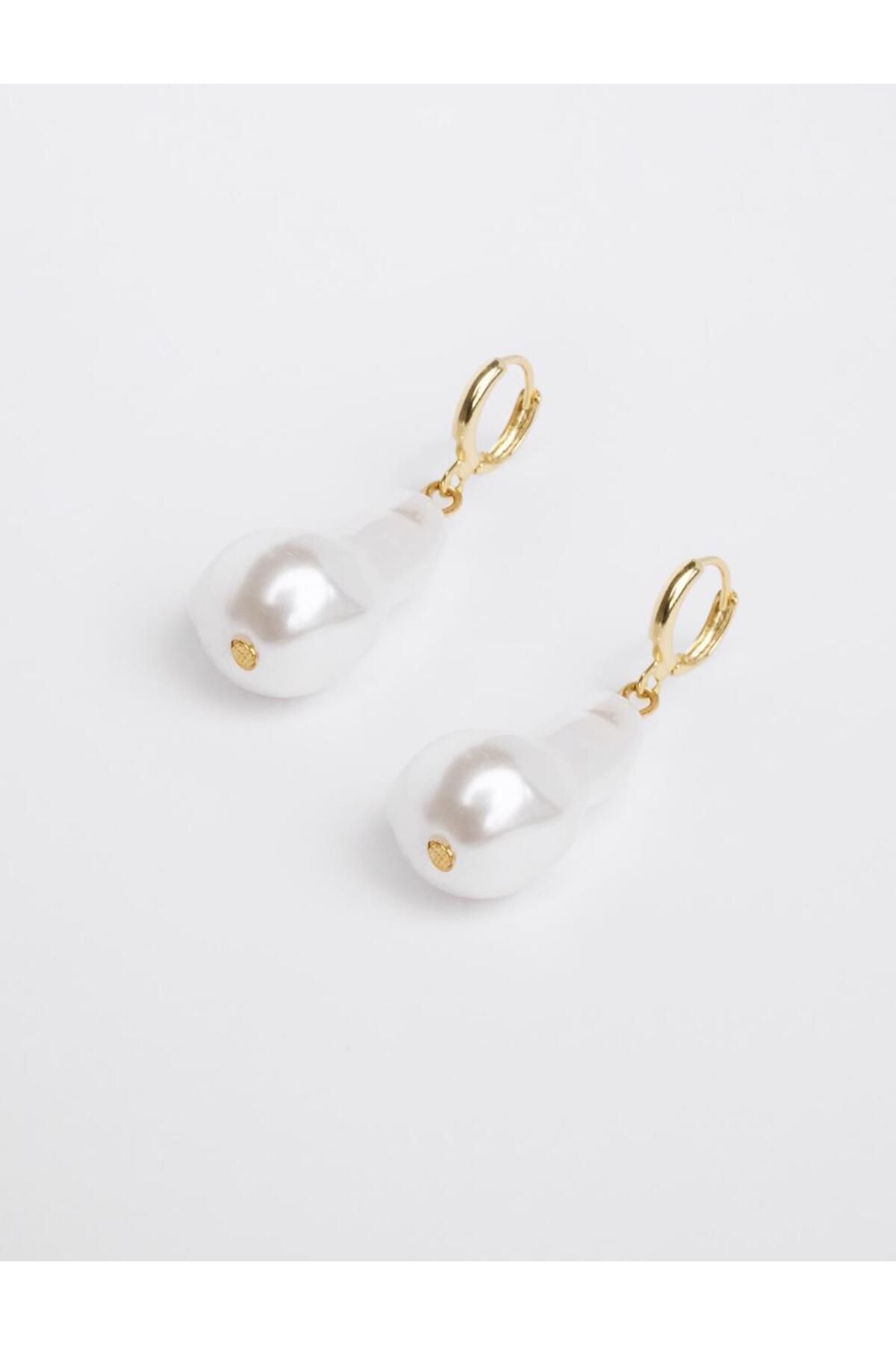 Jimmy Key-White Pearl Look Dangle Earrings 4