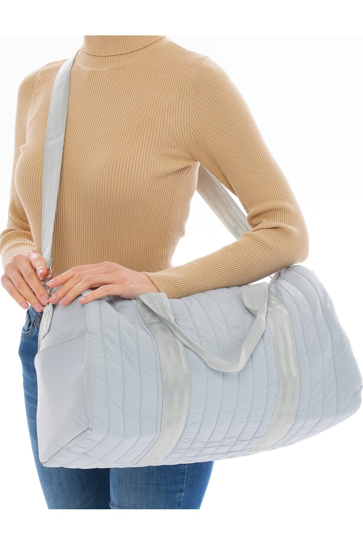 WITH-W Unisex Kapitoneli Cepli Uzun Askılı Kadın Ve Erkek Kullanabilir Seyahat Fitnes Ve Spor Çantası