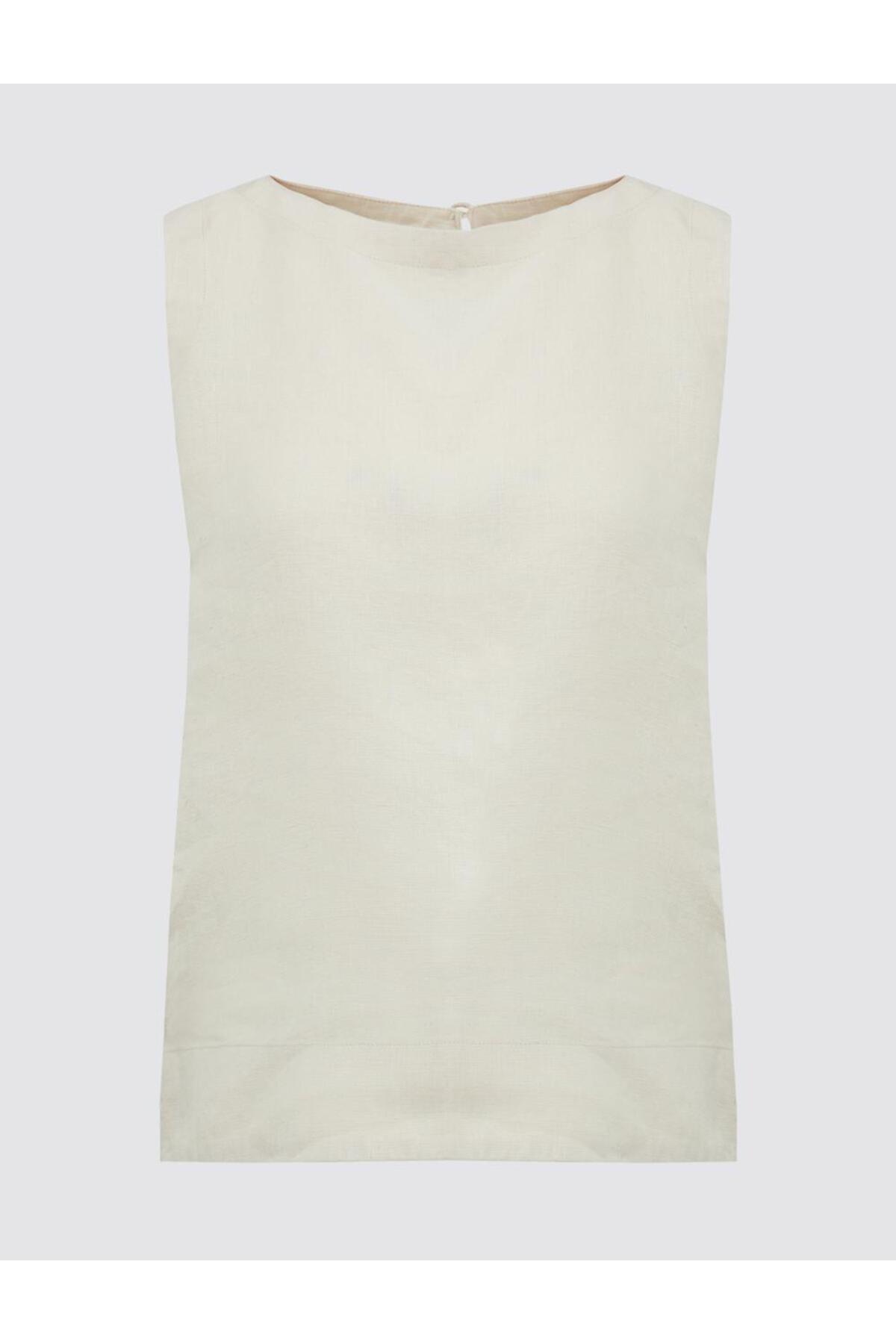 Jimmy Key-Stone 100% Linen Round Neck Sleeveless Woven Blouse 7