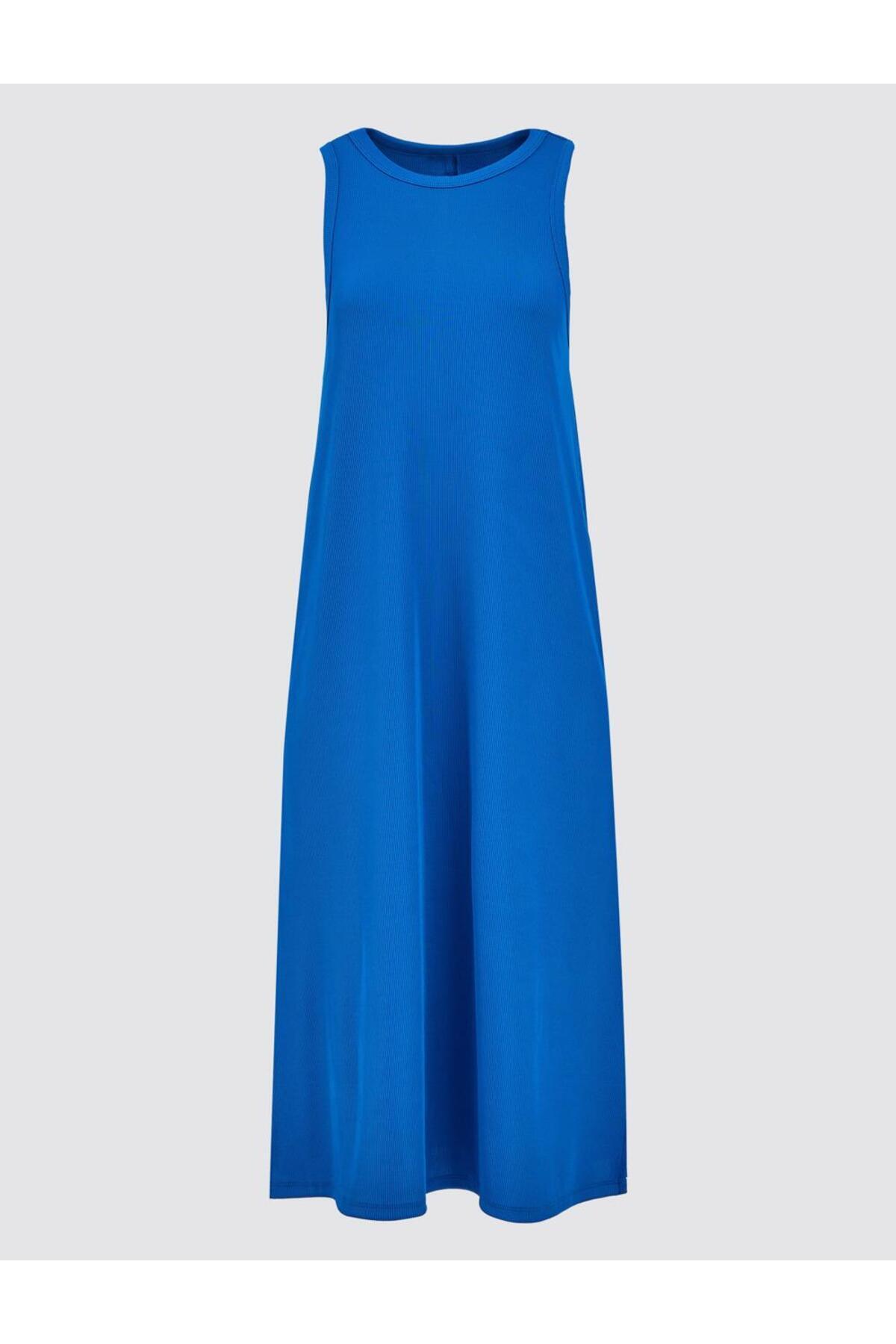 Jimmy Key-Cobalt Relaxed Fit Sleeveless Crew Neck Knitted Midi Dress 7