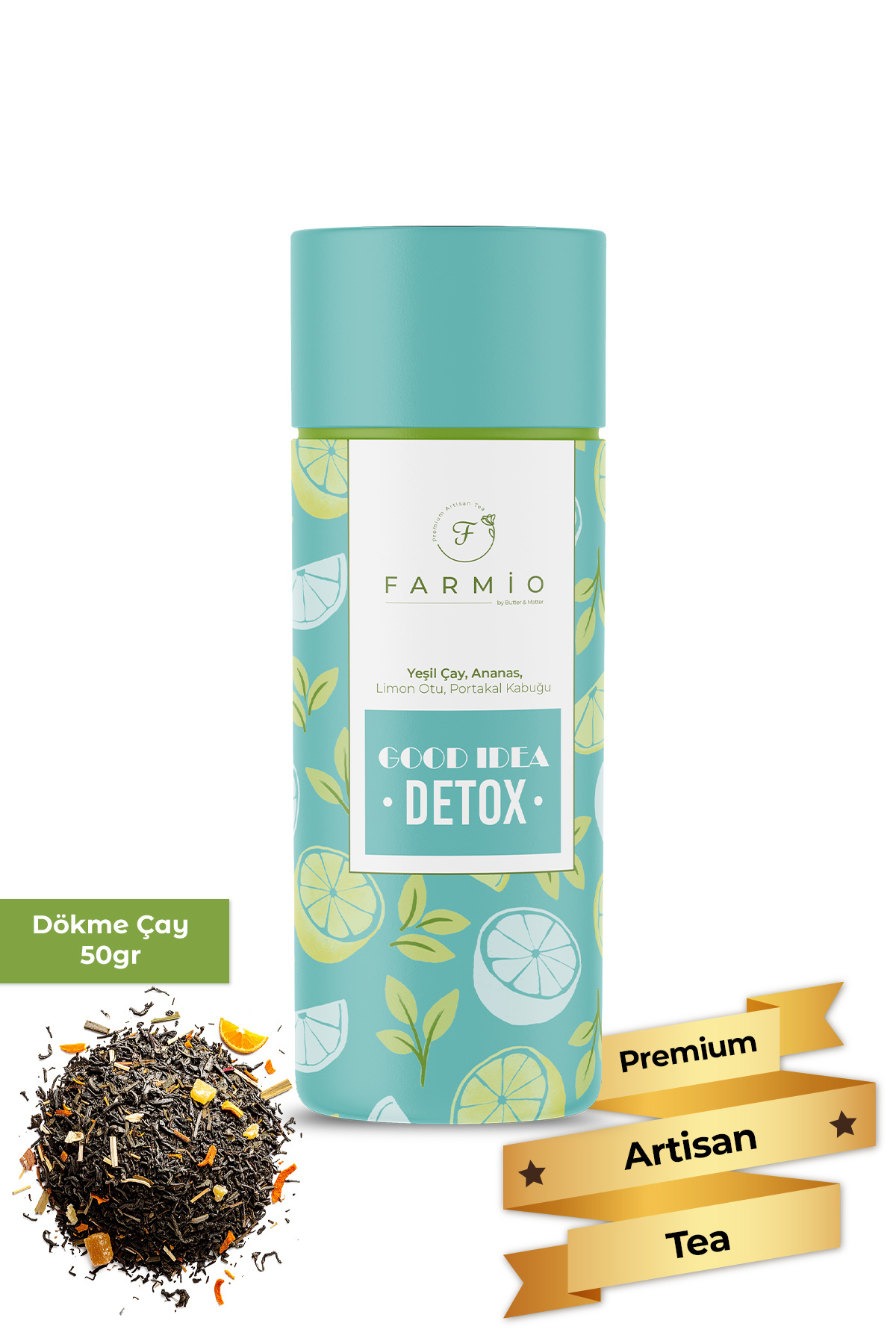 FARMİO DETOX Çayı – Yeşil Çay, Ananas, Limon, Portakal – 50gr