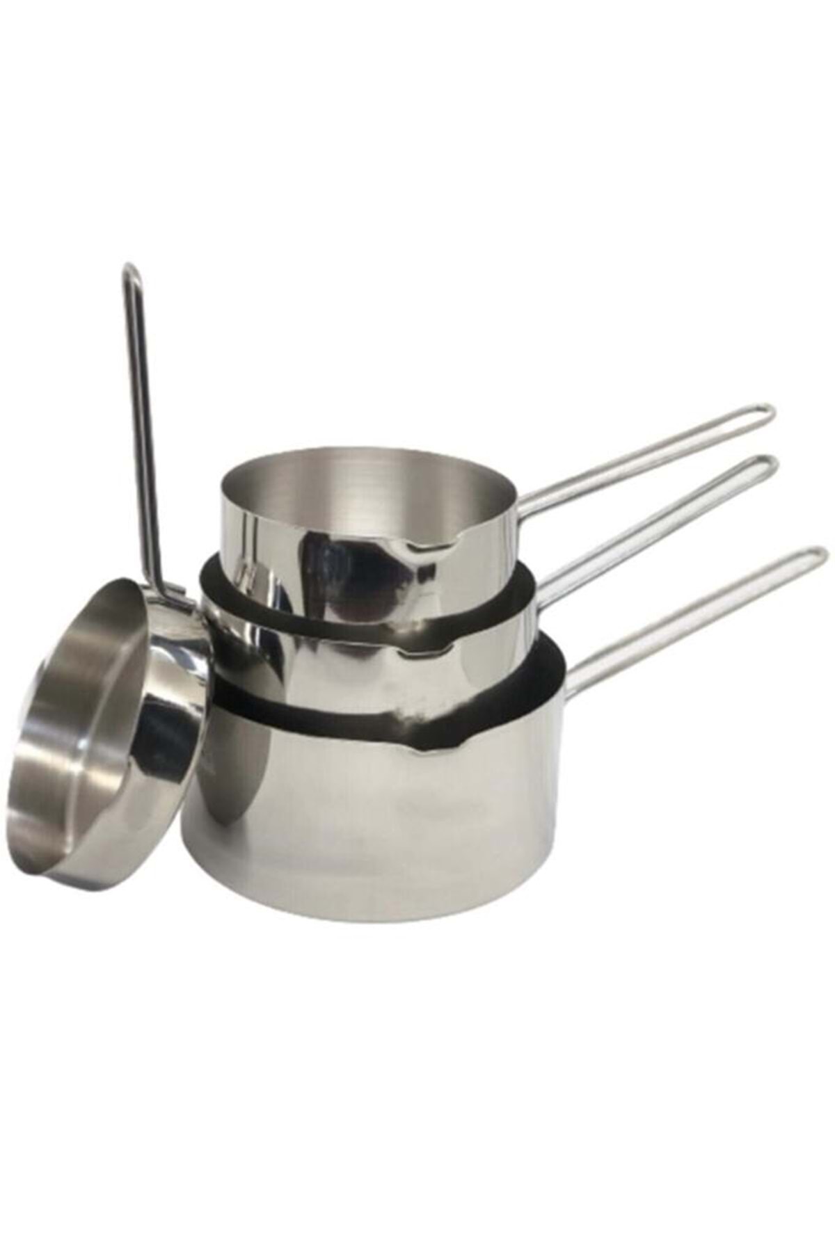 4-Piece Set Stainless Steel Kaçerola Milk Pot and Sauce Bowl 12-14-16 cm