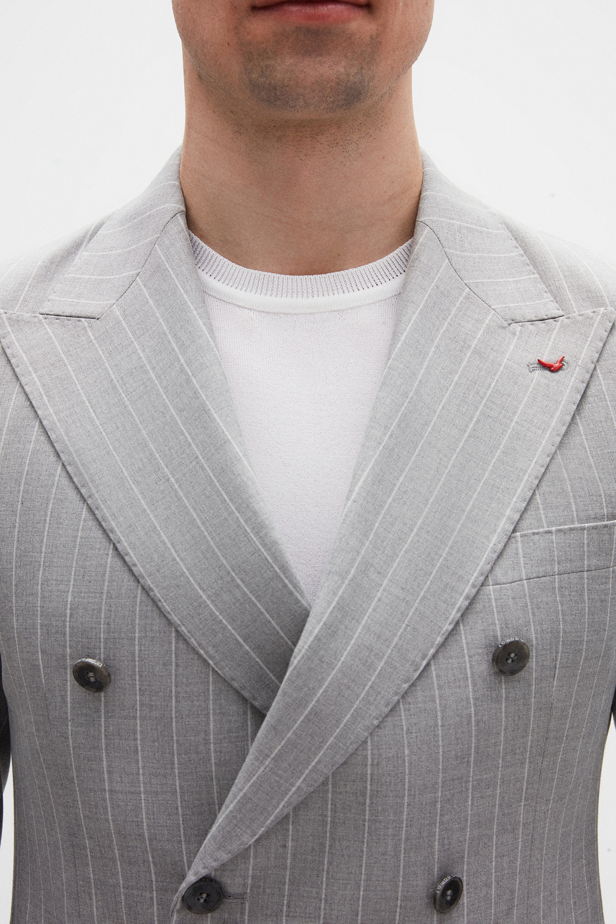 D'S Damat-Ds Damat Regular Fit Gray Striped Double Breasted Suit 5