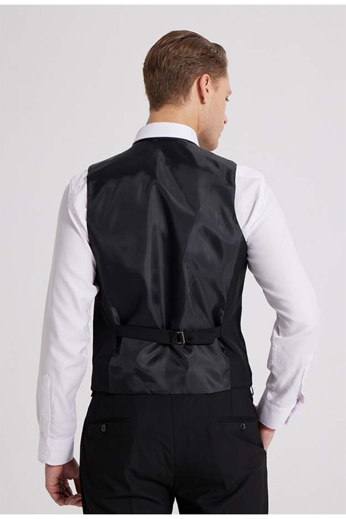 D'S Damat  Ds Damat Slim Fit Siyah Mono Yaka Tek Yırtmaçlı Astarlı Takim Elbise Yelekli - Görsel 8