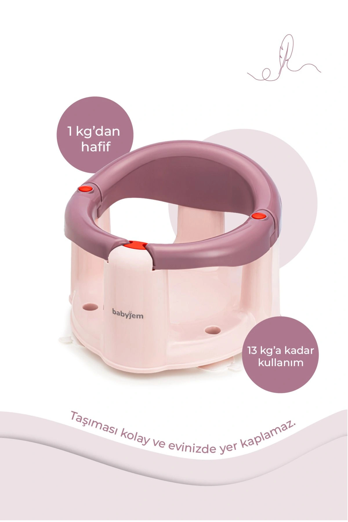 Babyjem Önden Açılır Banyo ve Mama Oturağı ve Hediye Minderli - 2 'Li Set Mürdüm fotoğrafı 6 (önizleme)