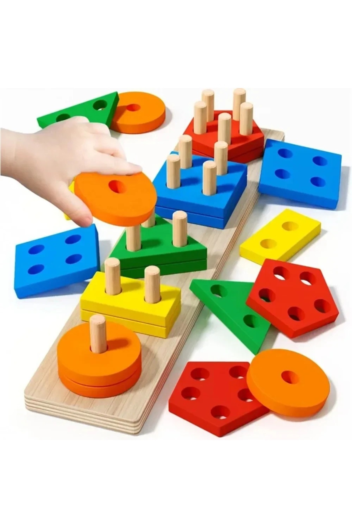 لگوهای چوبی مونته‌سوری، بازی‌های چیدن و مرتب‌سازی، پازل‌های حسی و مهر و موم غلتکی ریاضی هدیه رایگان
