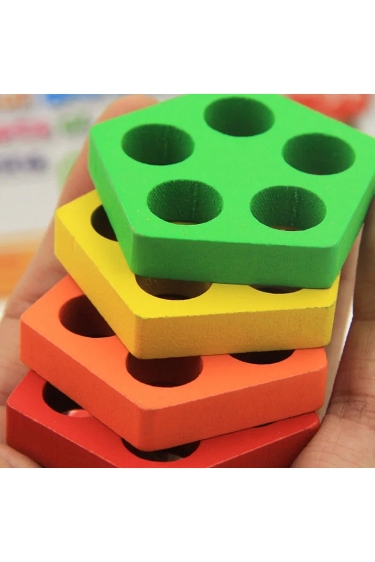 لگوهای چوبی مونته‌سوری، بازی‌های چیدن و مرتب‌سازی، پازل‌های حسی و مهر و موم غلتکی ریاضی هدیه رایگان