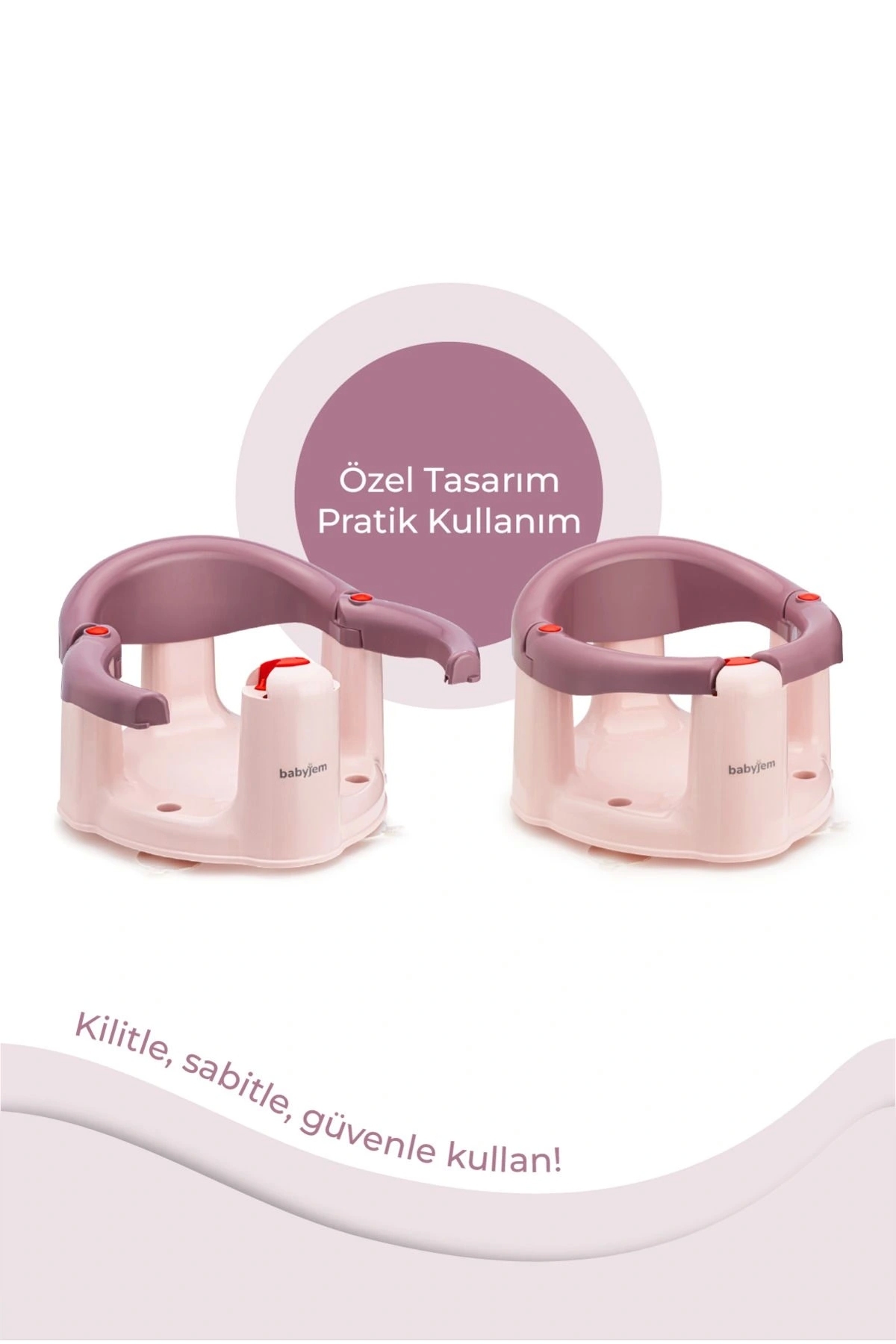 Babyjem Önden Açılır Banyo ve Mama Oturağı ve Hediye Minderli - 2 'Li Set Mürdüm fotoğrafı 4 (önizleme)