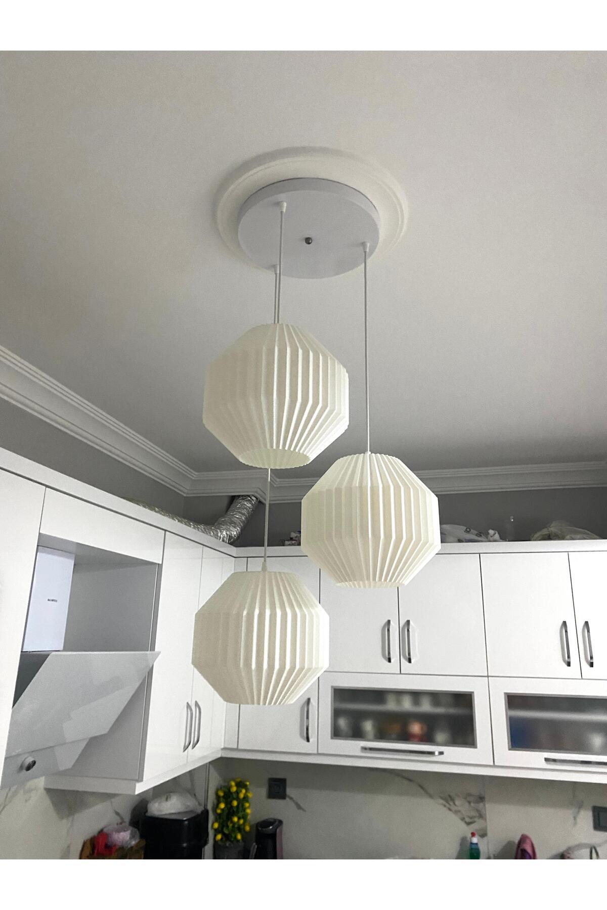 Origami Modern Bohem 3lü Sarkıt Avize Oturma Odası,Salon,Çocuk Odası,Ofis Şık Ve Rustik Aydınlatma