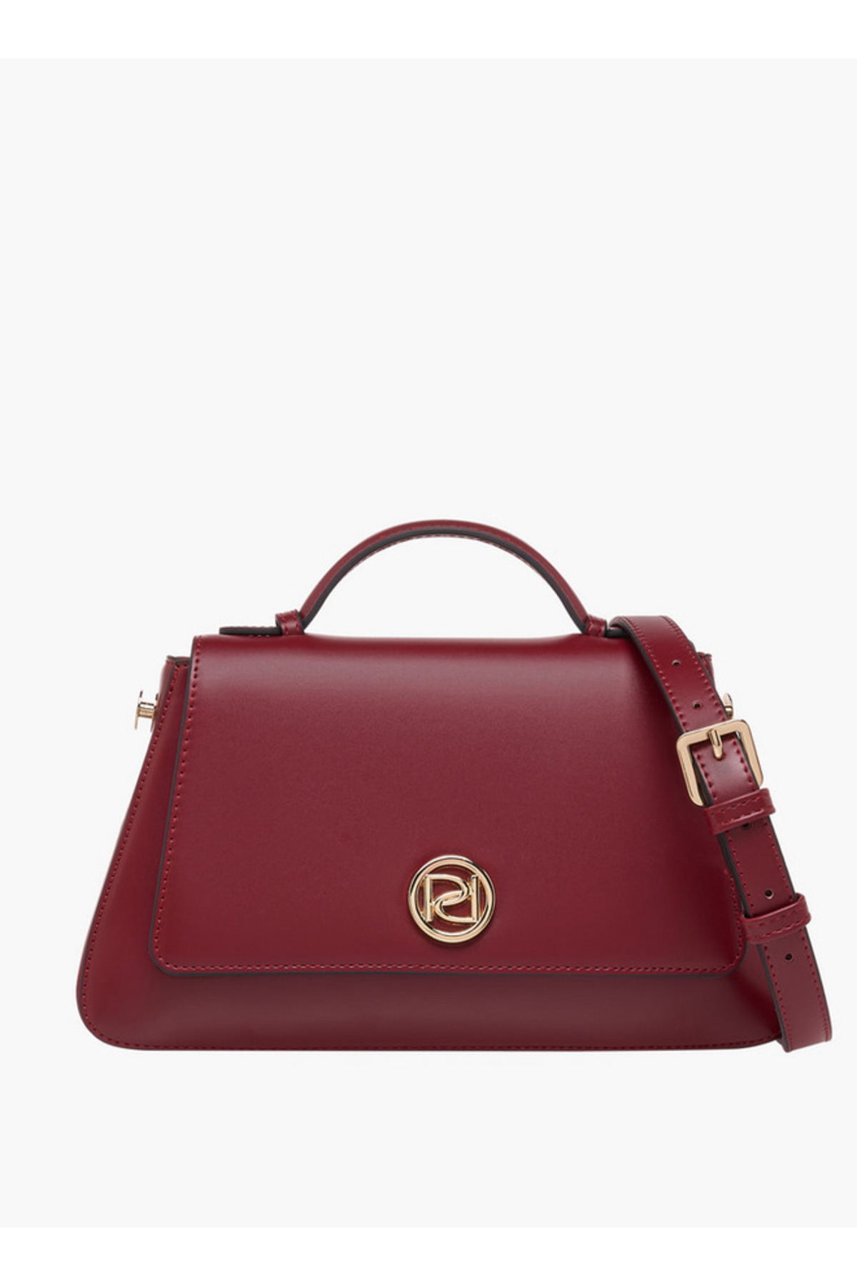 Paprika-Solid Satchel Bag with Button Closure 1