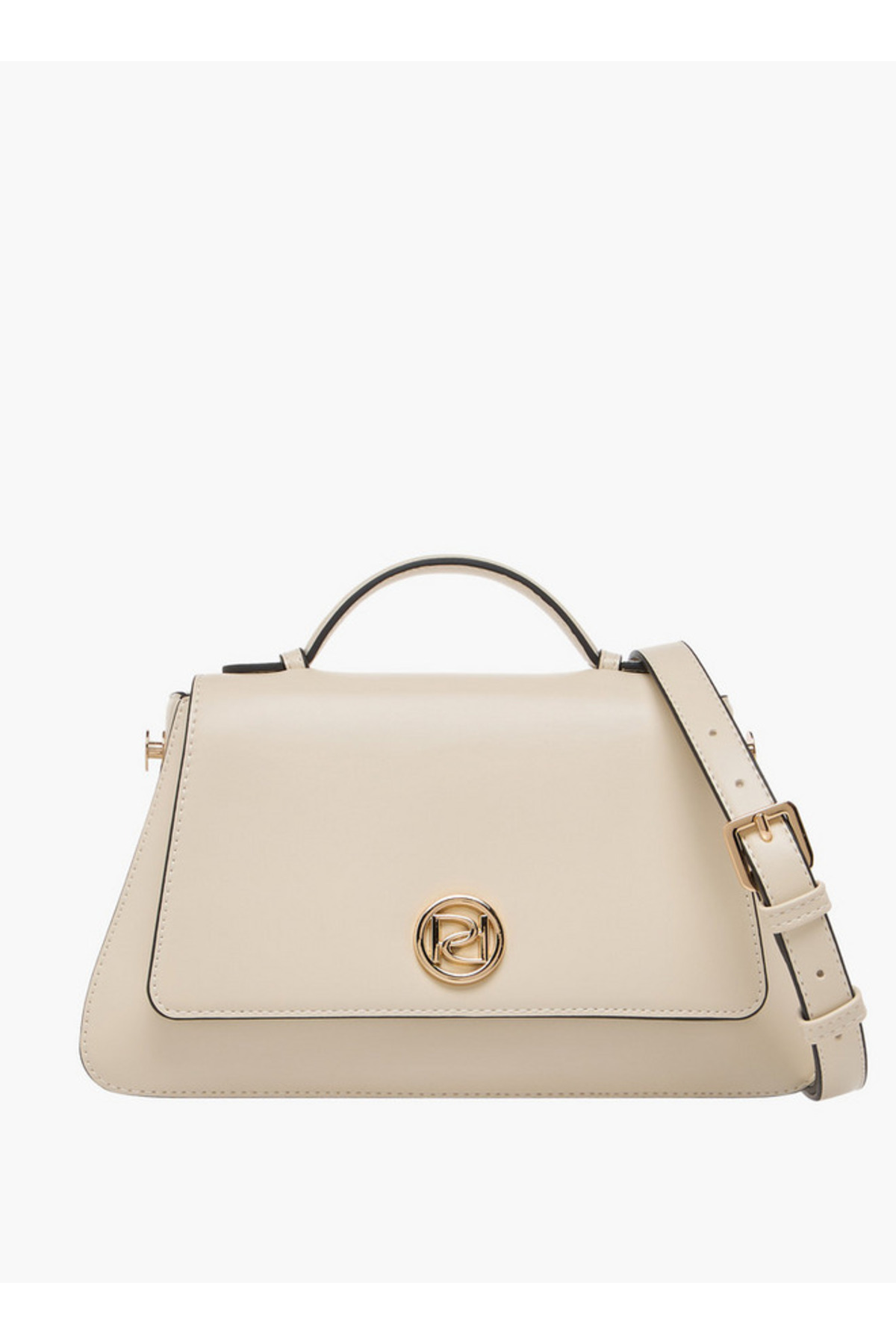 Paprika-Solid Satchel Bag with Button Closure 1