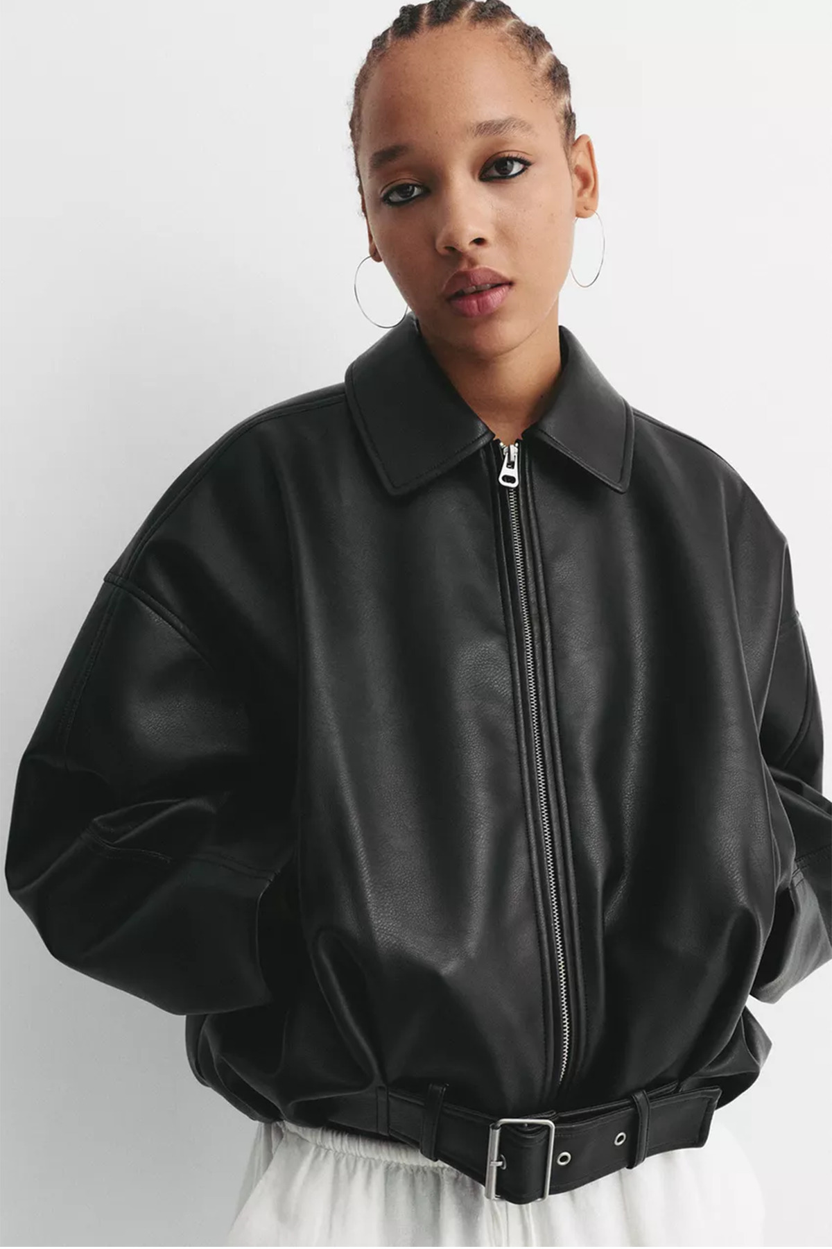 MANMARK  Kadın Oversize Tokalı Kemerli Deri Ceket –Rahat Kalıp,Günlük Dış Giyim| Yeni Sezon Trend Kadın Ceket - Görsel 4